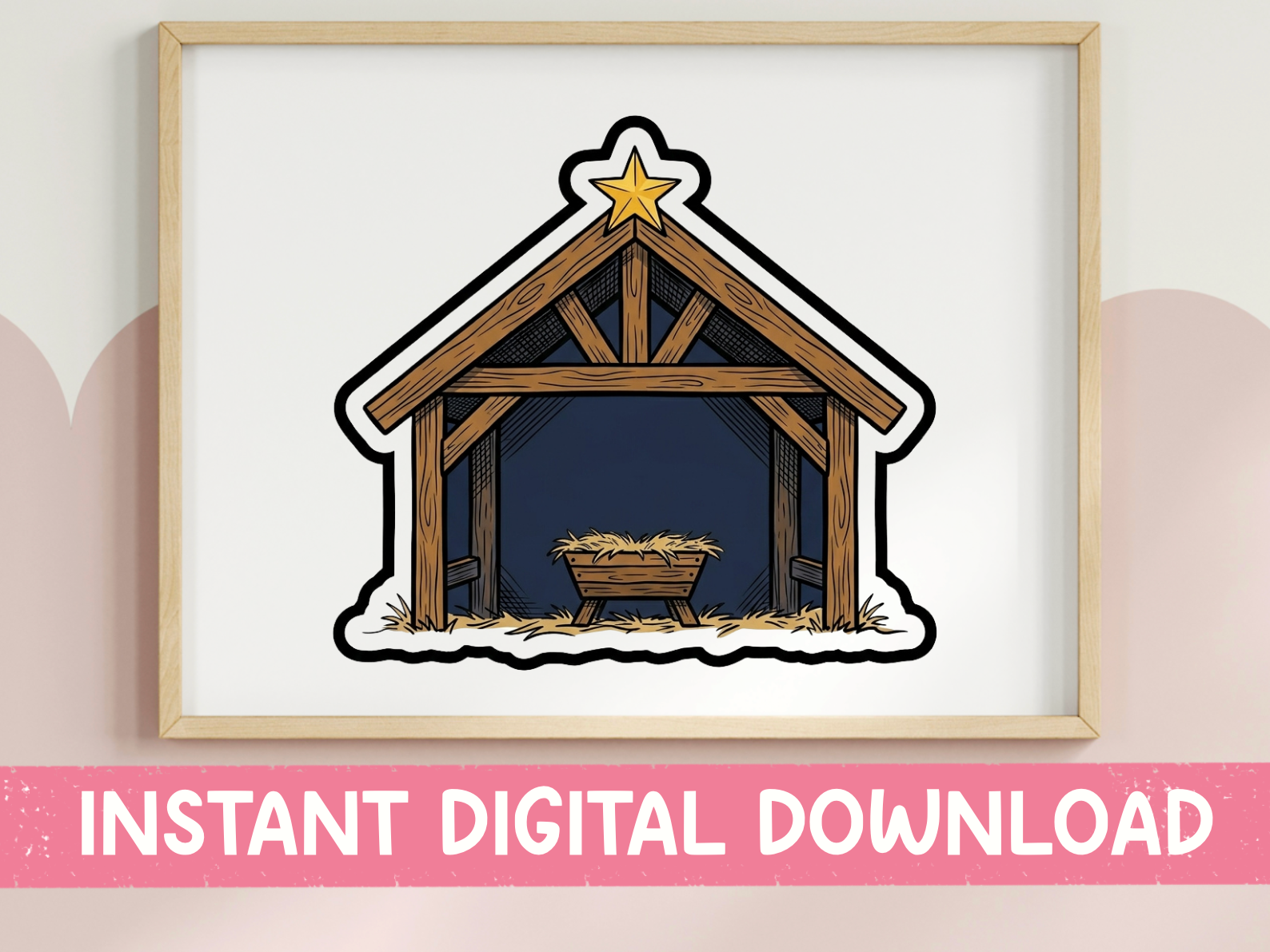 nativity stickers: Single Nativity Stable Sticker Design with SVG and PNG original product preview