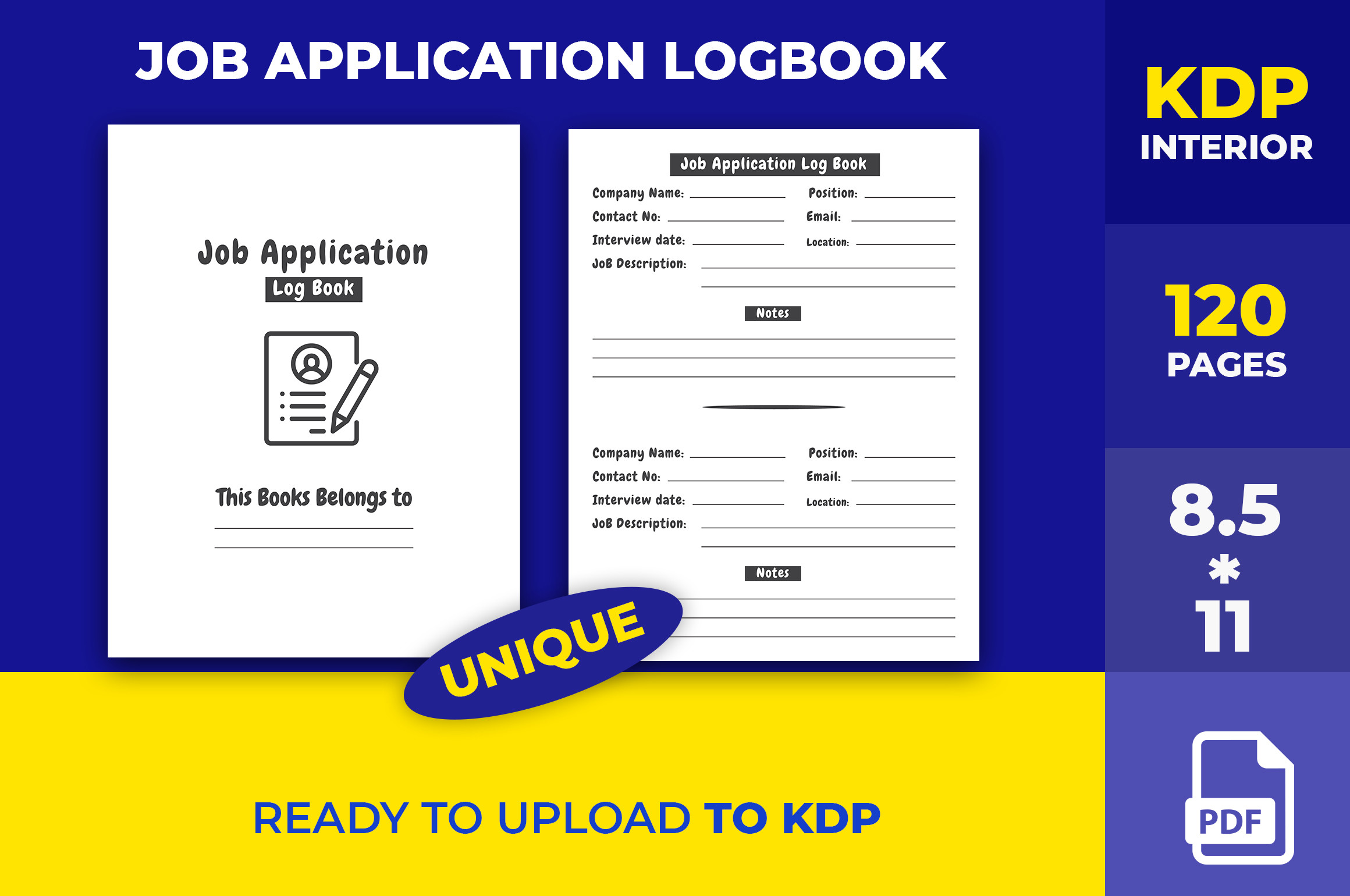job application tracker templates: Job Application Logbook with an Editable EPS Source original product preview