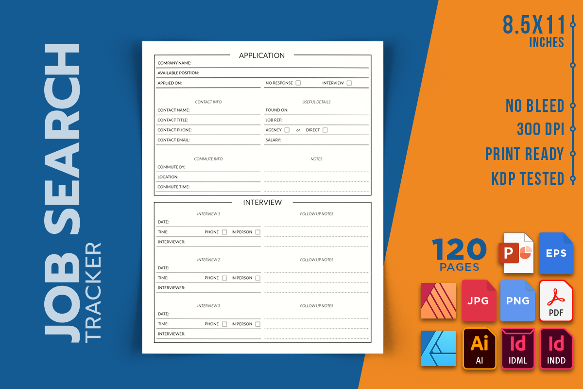 job application tracker templates: Job Search Tracker with Multiple Editable Source Formats original product preview