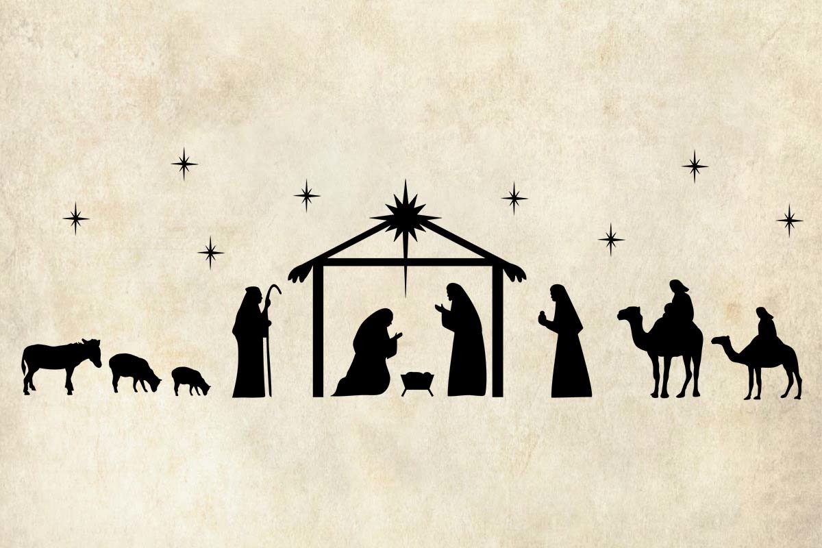 nativity stickers: Nativity Silhouette in SVG, PNG and Other Formats original product preview