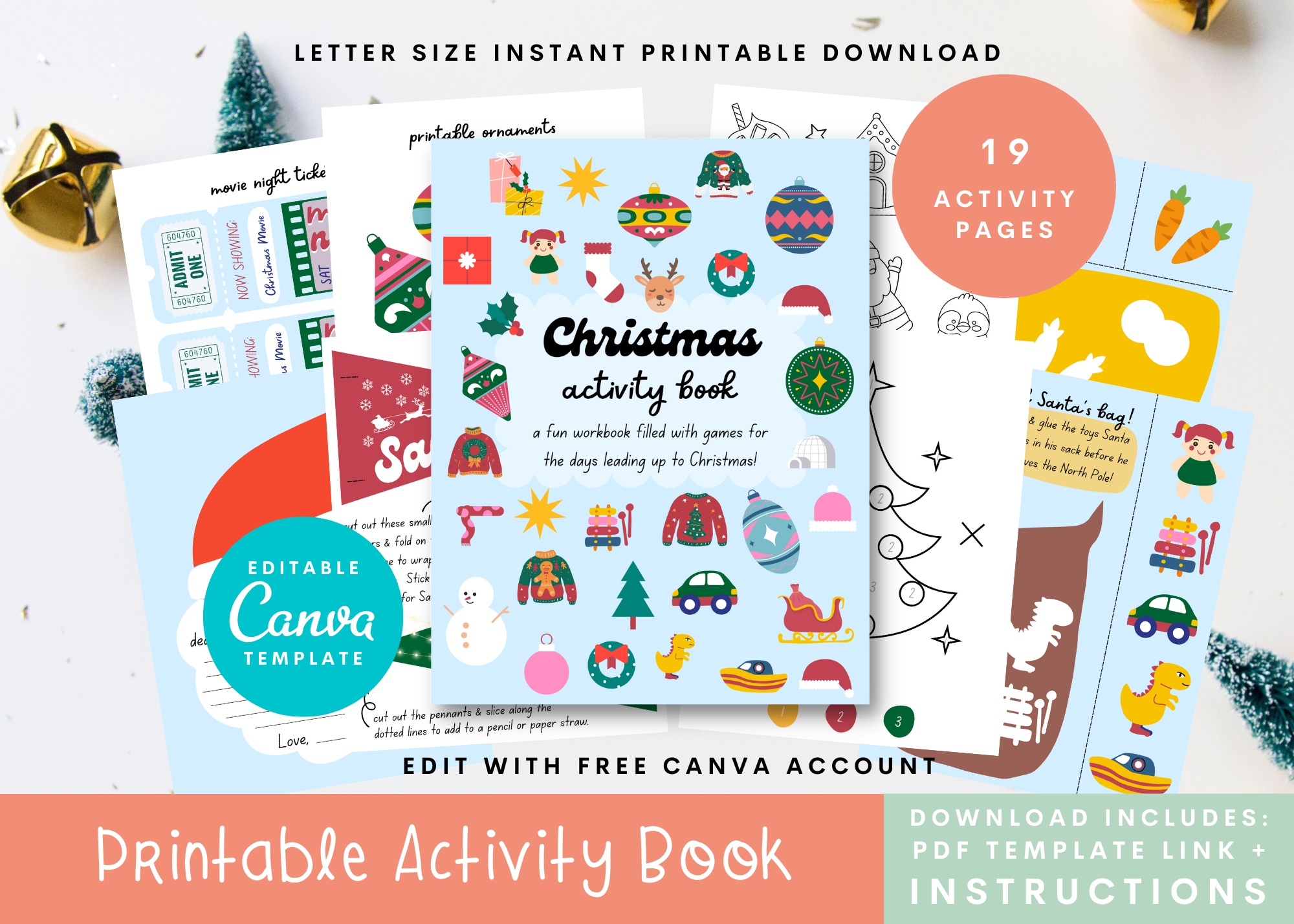 christmas activity books: Canva Christmas Activity Book for Printed Handwriting original product preview