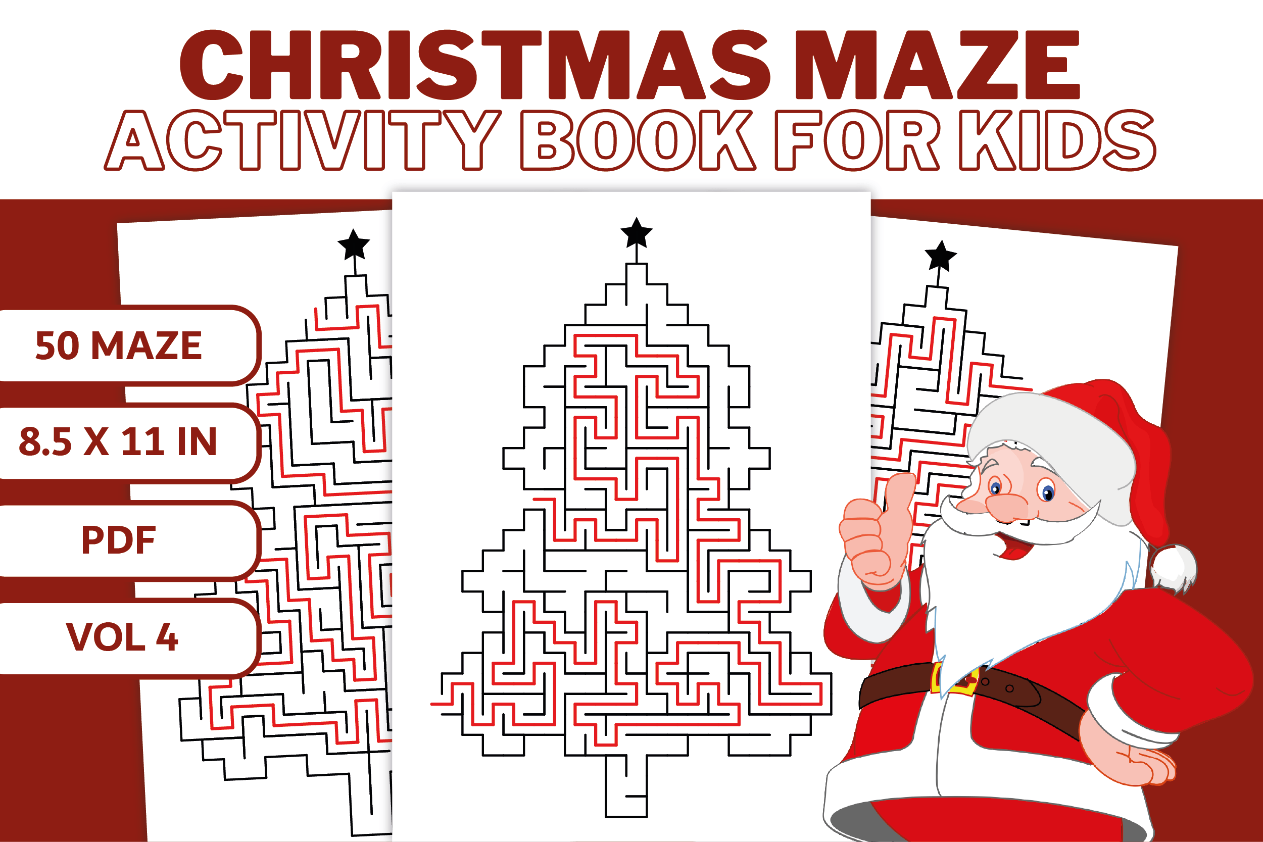 christmas activity books: Christmas Maze Book with Fifty Puzzles and Solutions original product preview