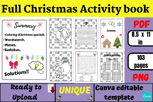 christmas activity books: Christmas Puzzle Workbook with Word Scrambles and Sudoku original product preview