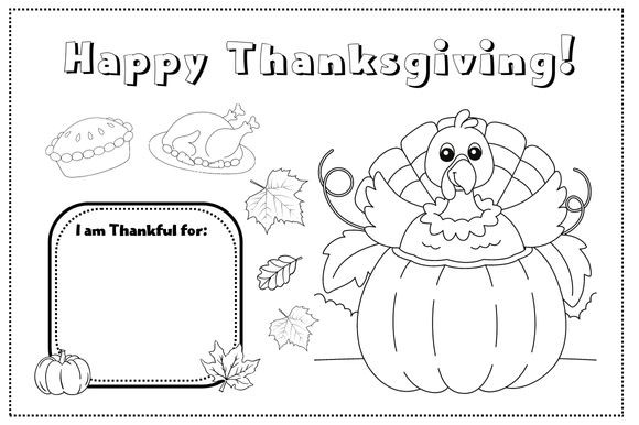 thanksgiving activity printables: Thanksgiving Coloring Placemat in A4 and Letter original product preview