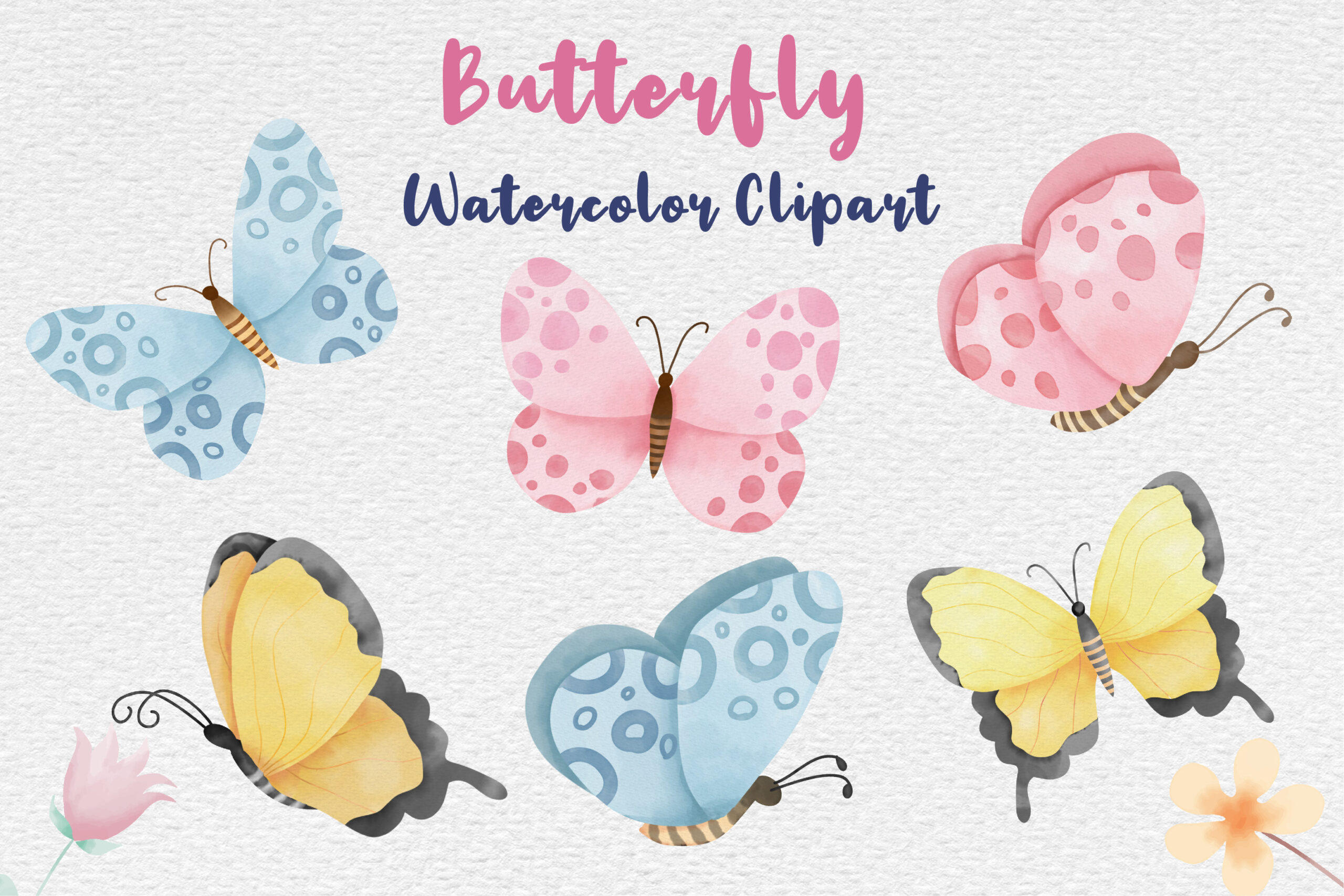 butterfly stickers: Six Watercolor Butterfly Clipart Images original product preview