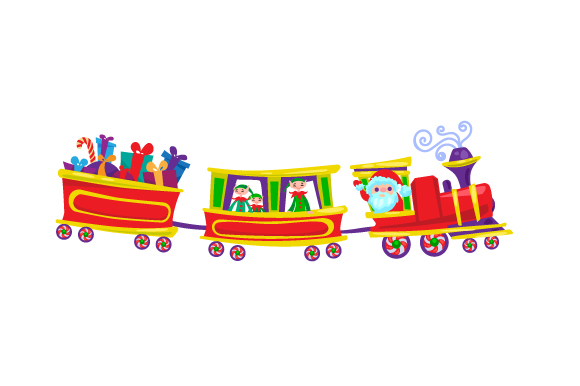christmas train stickers: Christmas Train Craft Design in SVG and PNG original product preview