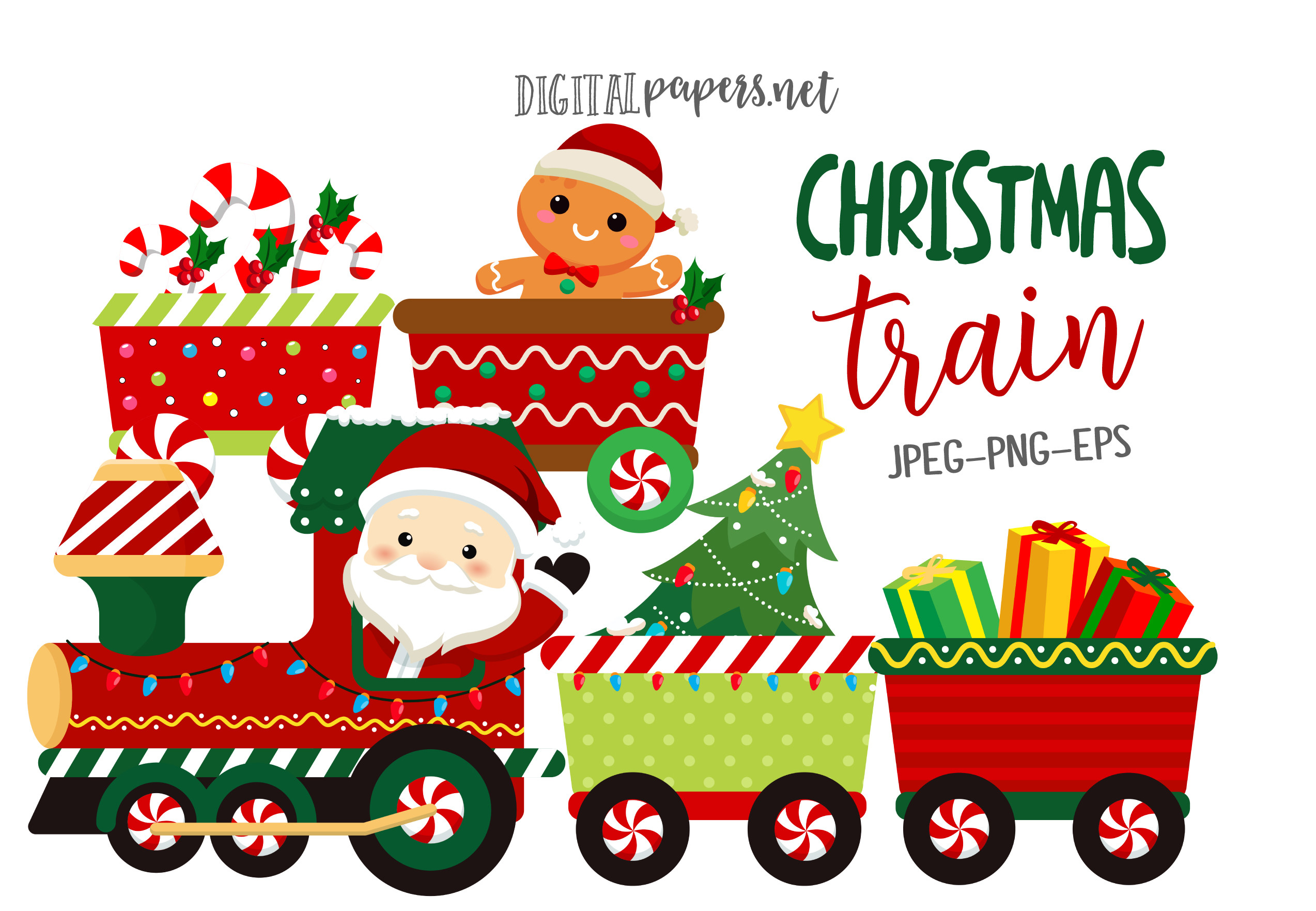 christmas train stickers: Christmas Train PNG, JPEG and EPS Set original product preview