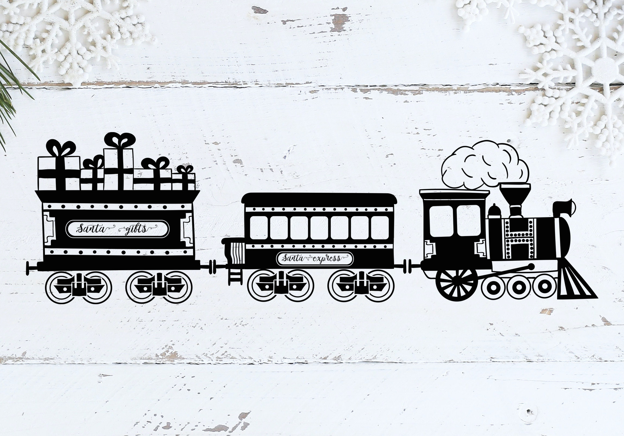 christmas train stickers: Three Christmas Train Designs with Vector Files original product preview