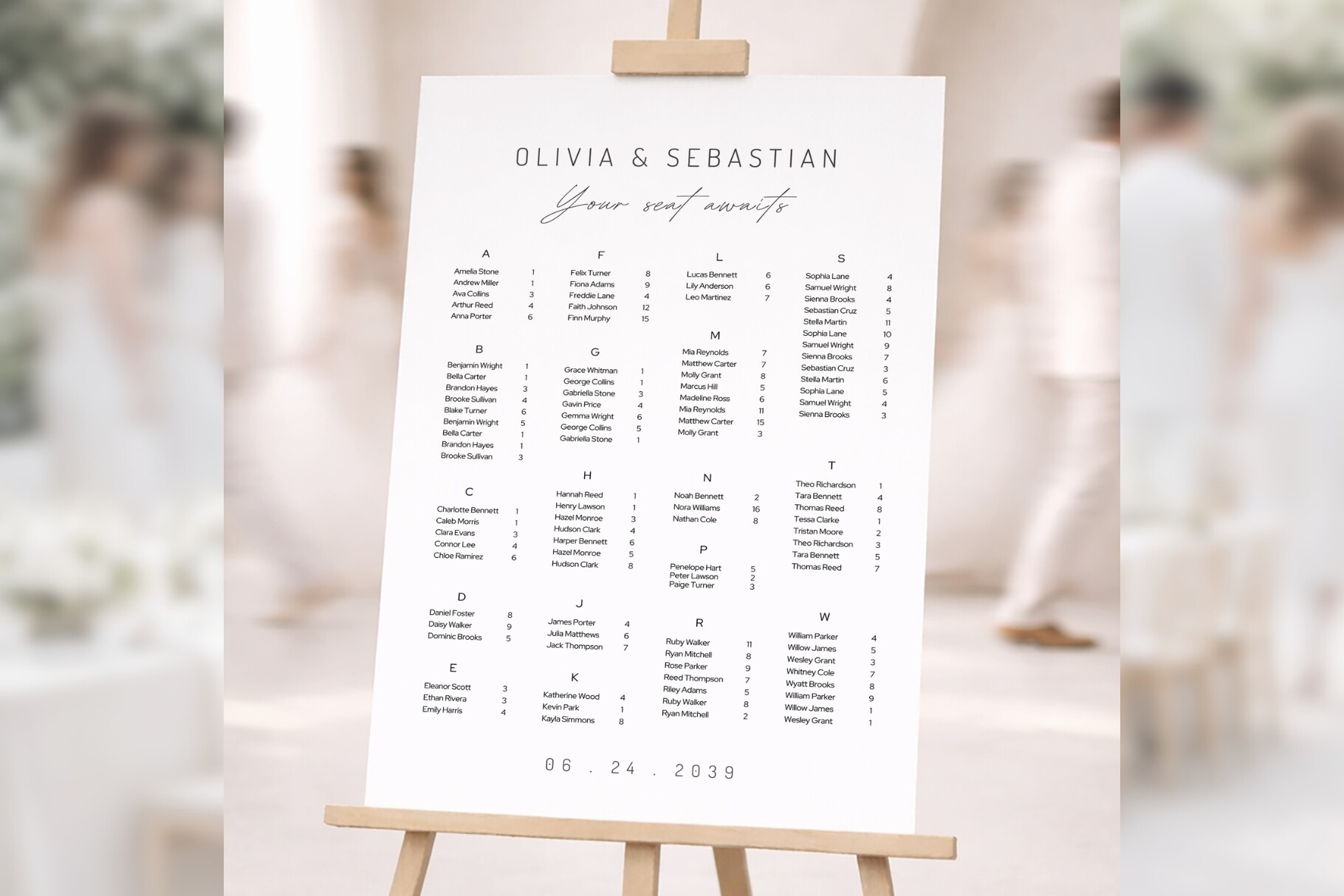 wedding seating chart templates: Alphabetical Canva Seating Chart with Two Layouts original product preview