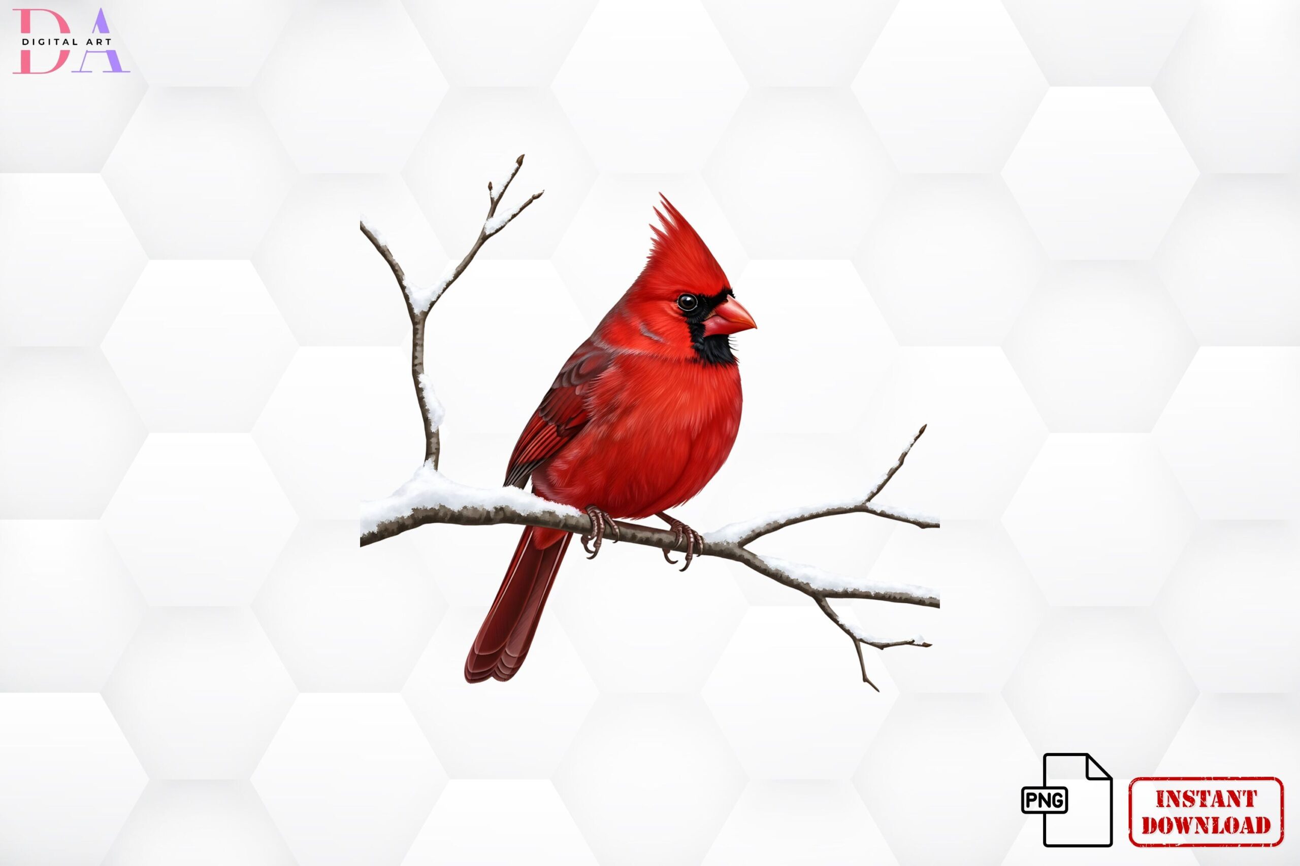 winter bird stickers: Snowy Red Cardinal PNG original product preview