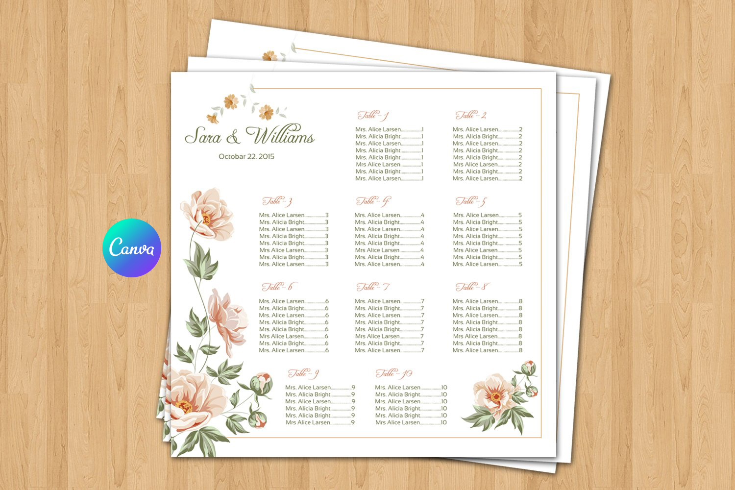 wedding seating chart templates: Elegant Square Word and Photoshop Seating Poster original product preview