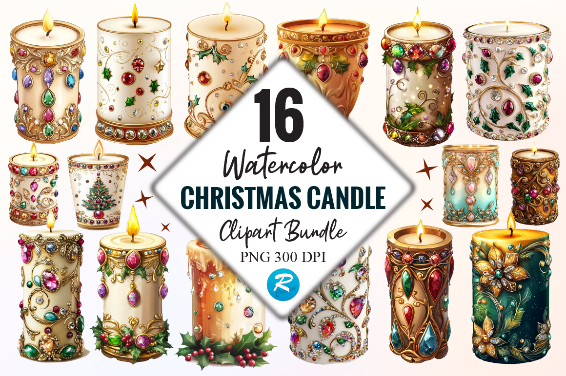 Christmas candle stickers: 60 Transparent Candle PNGs by Regulrcrative