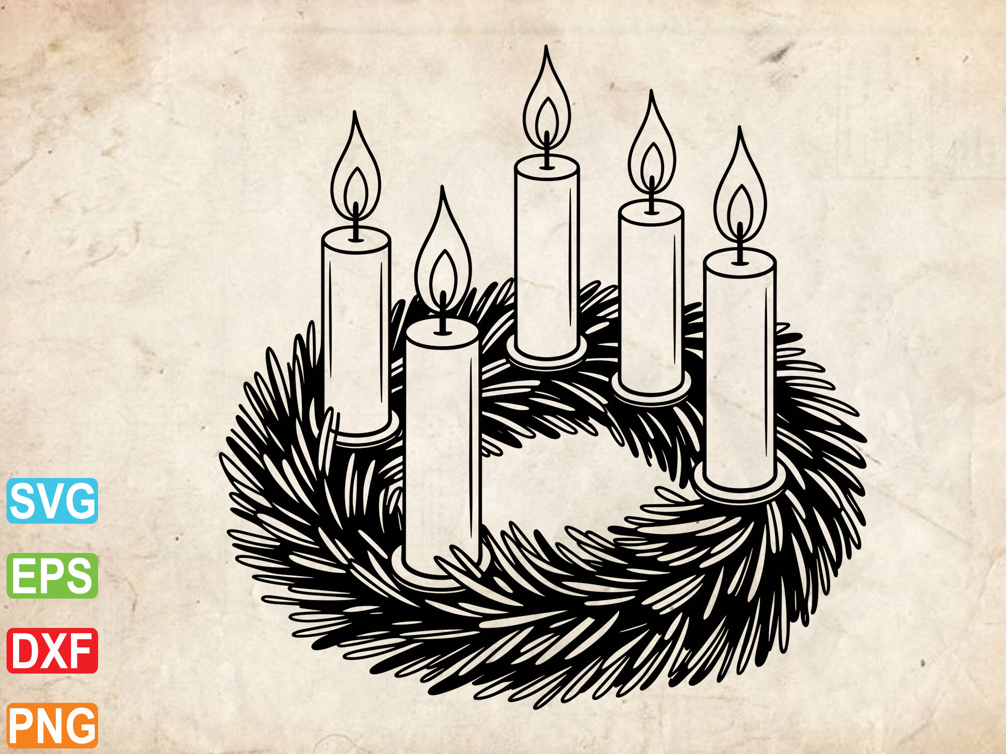 Christmas candle stickers: Christmas Candle Design with SVG, EPS and DXF