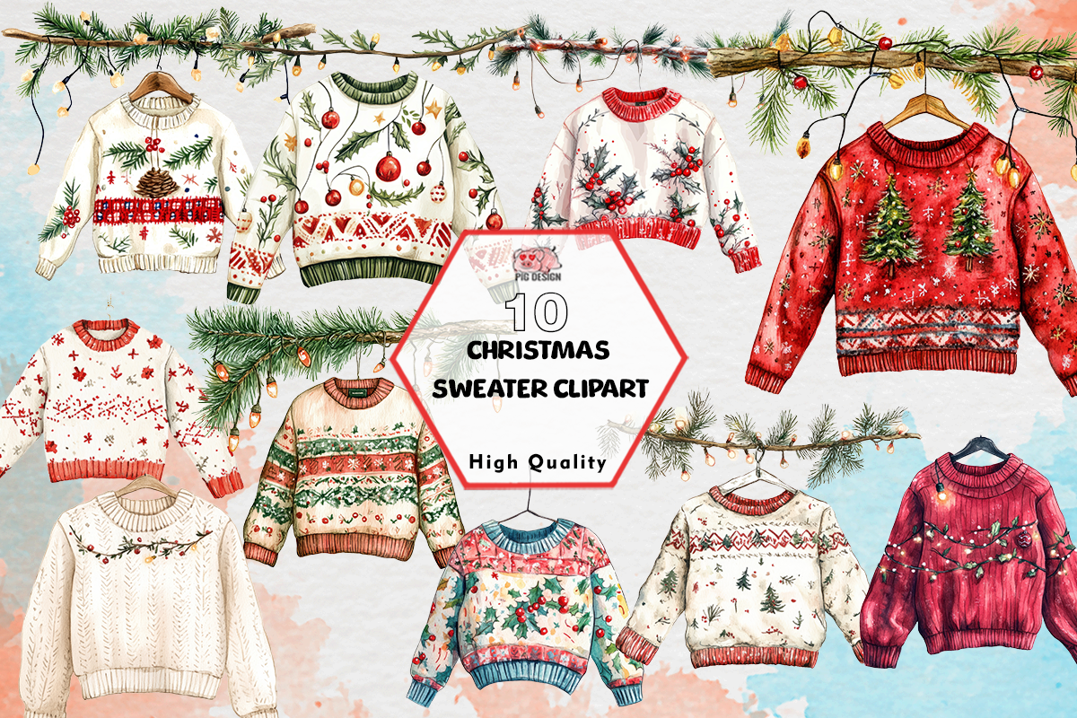 Christmas sweater stickers: Sweater PNG Artwork by PIG.design