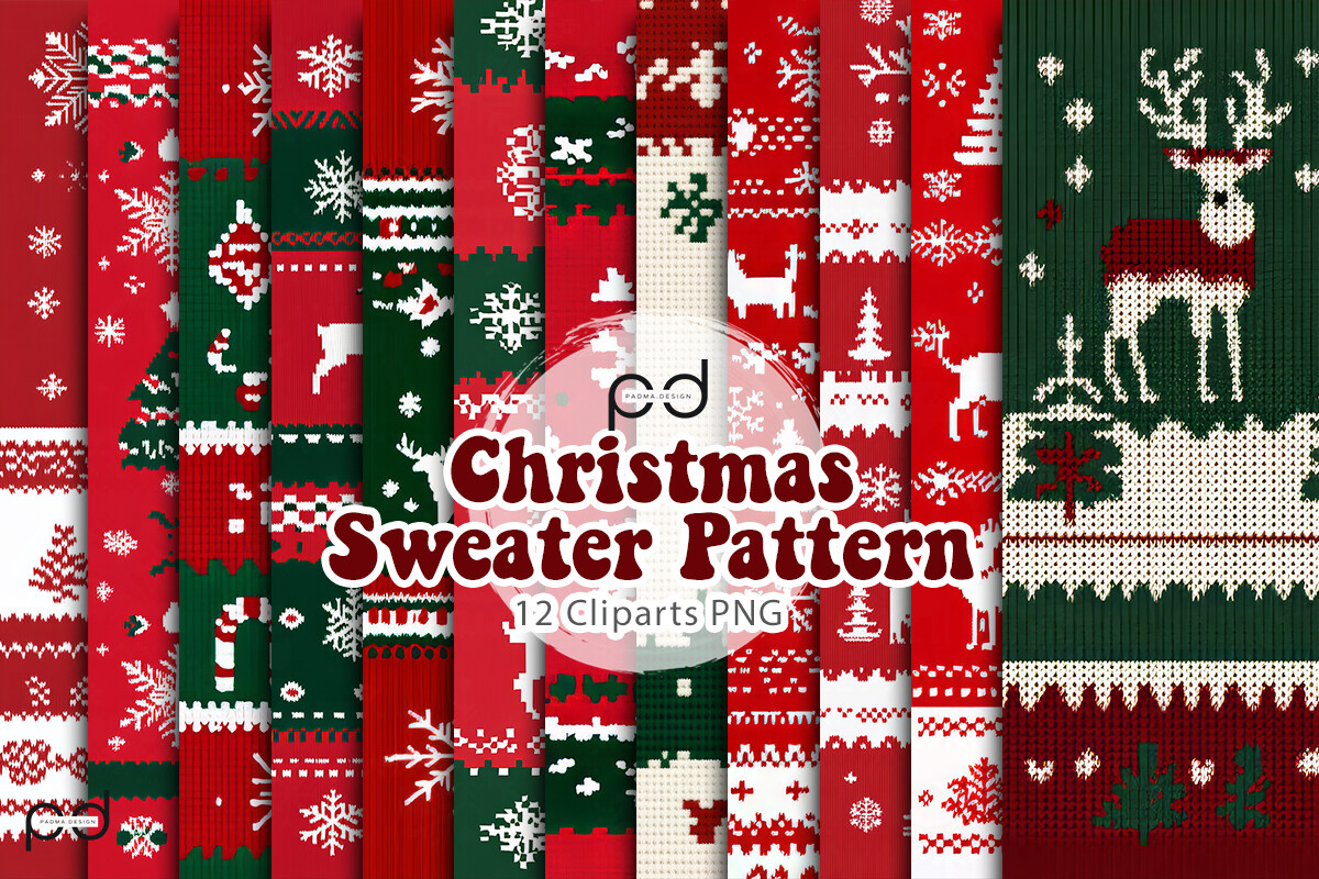 Christmas sweater stickers: Tall Sweater-Pattern PNG by Padma.Design