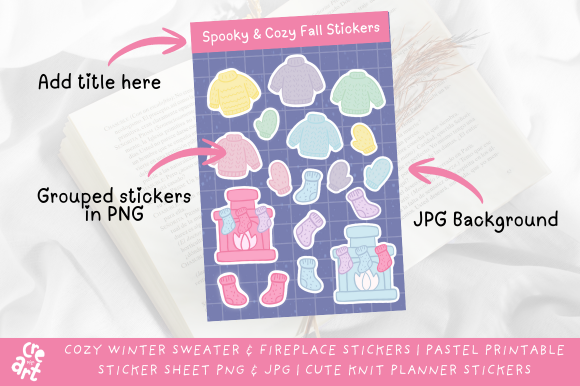 Christmas sweater stickers: Cozy Sweater and Fireplace Sticker Collection by Cre Art