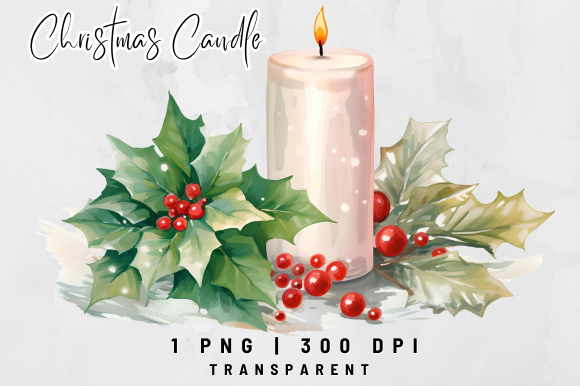 Christmas candle stickers: One Watercolor Candle Composition by kathyfoxdesign