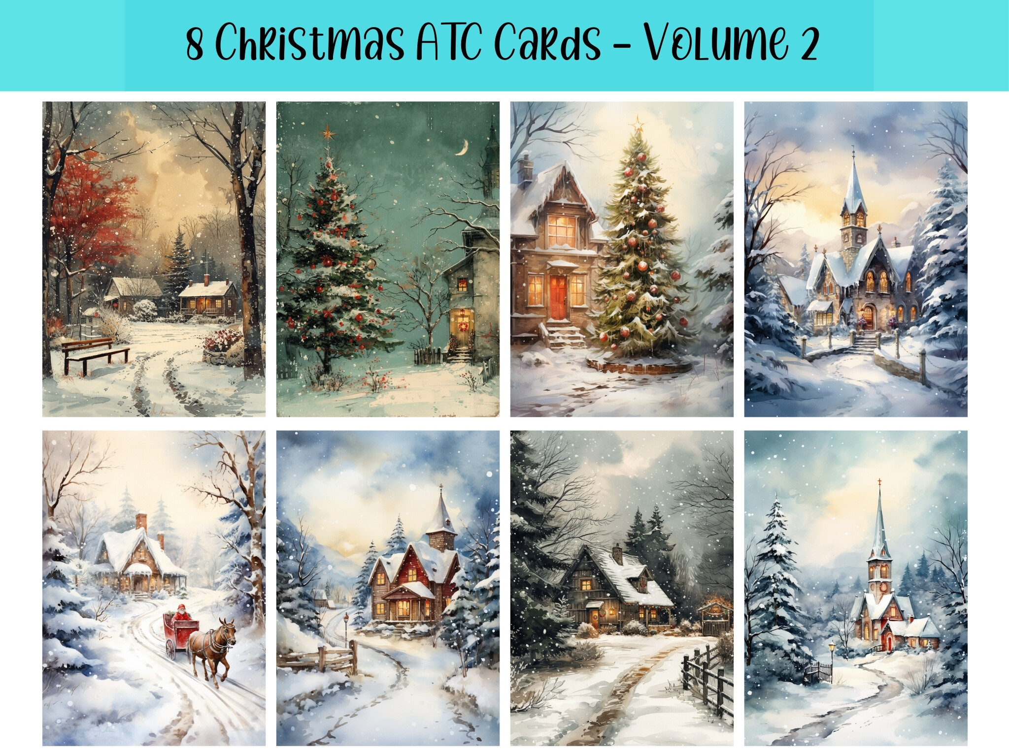 Christmas journal cards: Eight Christmas ATC Images by Laxgibuu Publishing