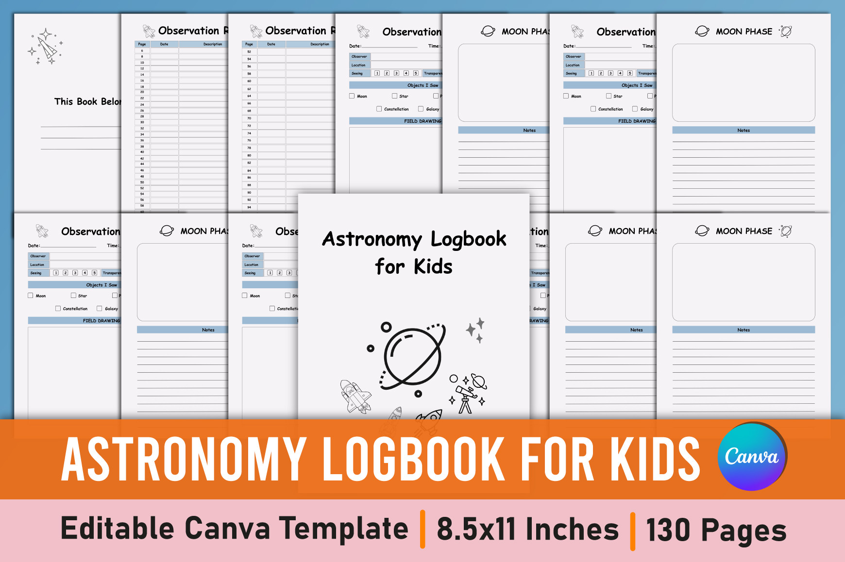 astronomy observation log templates: Astronomy Logbook for Kids by Mustafiz