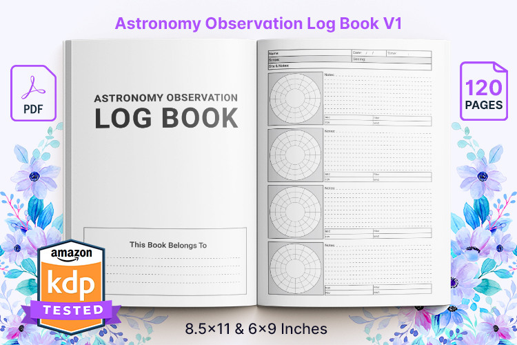 astronomy observation log templates: Two-Size Printable Observation Log by DesignStock
