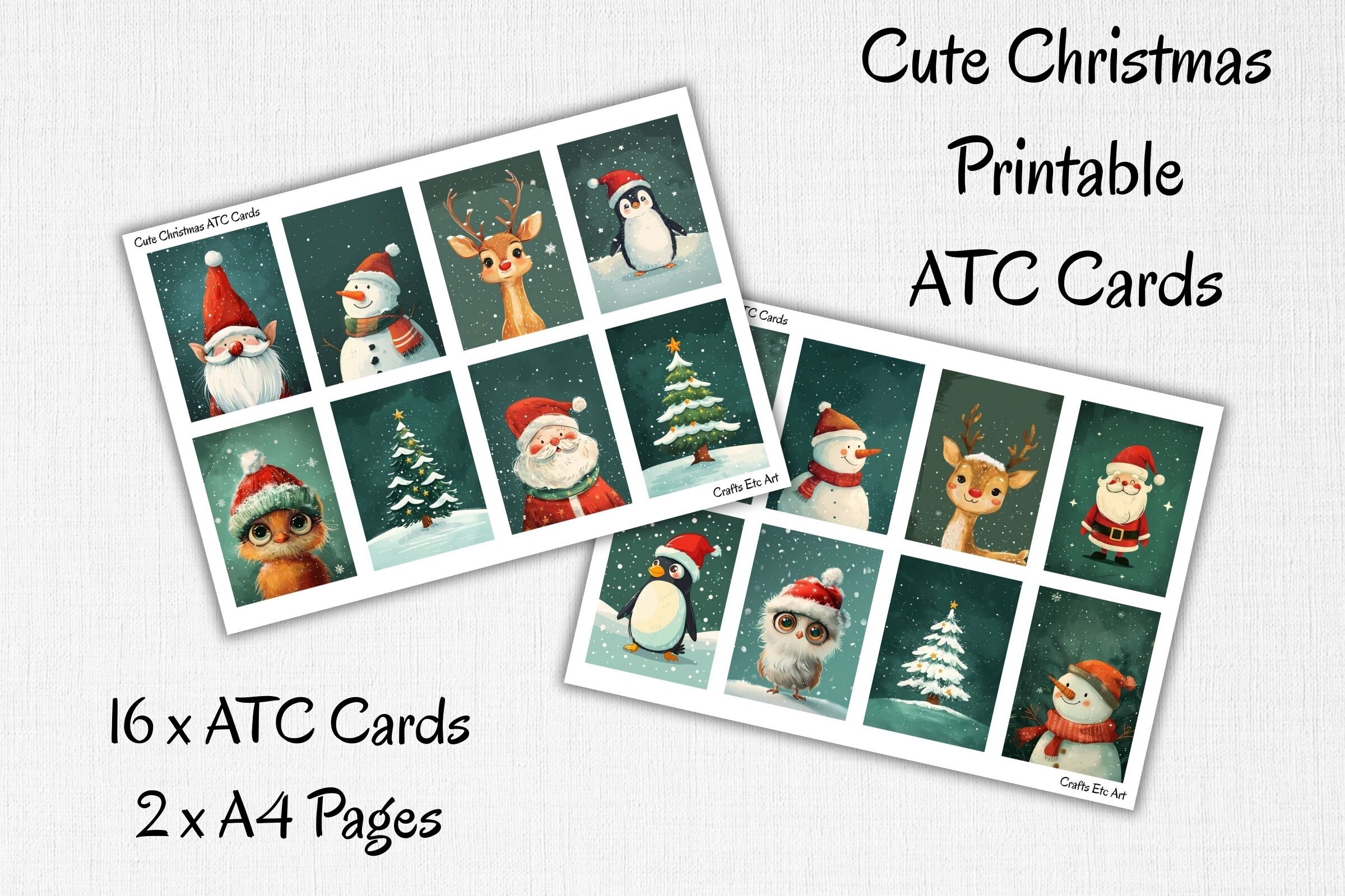 Christmas journal cards: 16 Cute Christmas ATC Cards by Crafts Etc Art