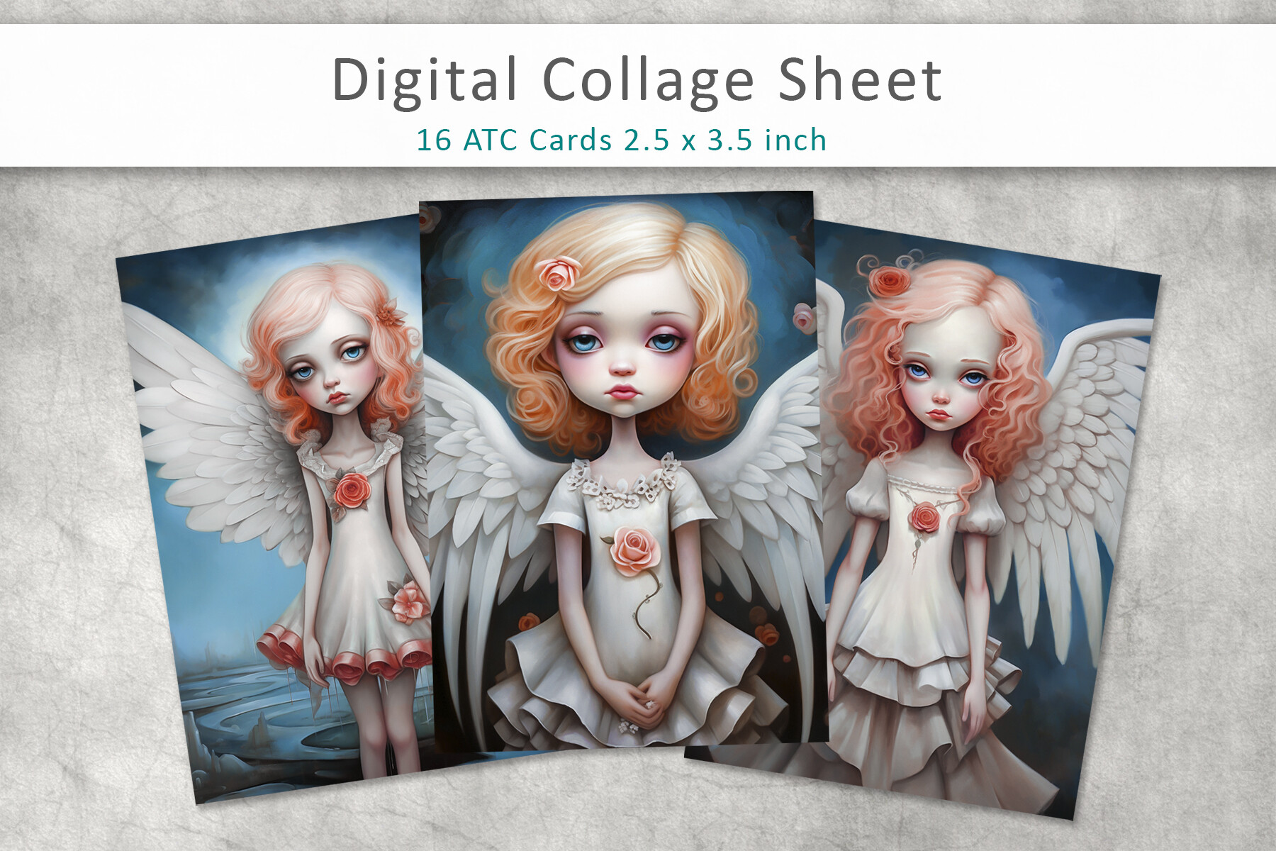 Christmas journal cards: 16 Little Angel ATC Cards by AS Digitale