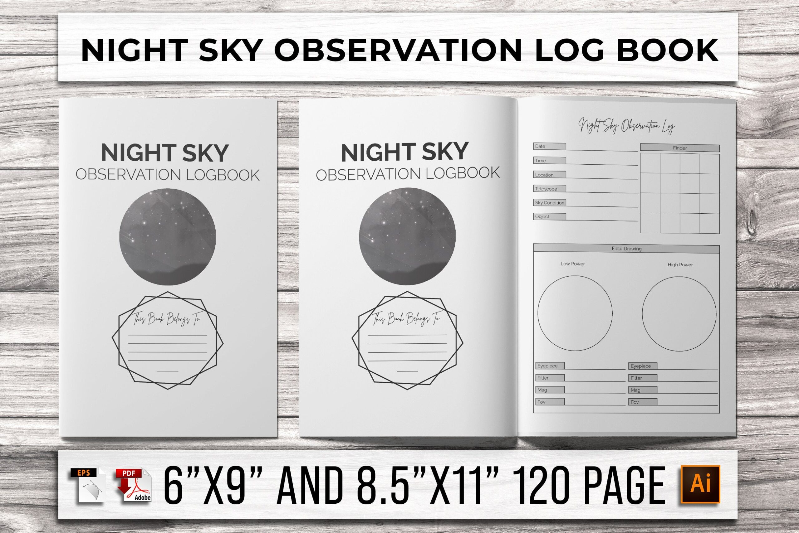 astronomy observation log templates: Night Sky Observation Log by Zarin Studio