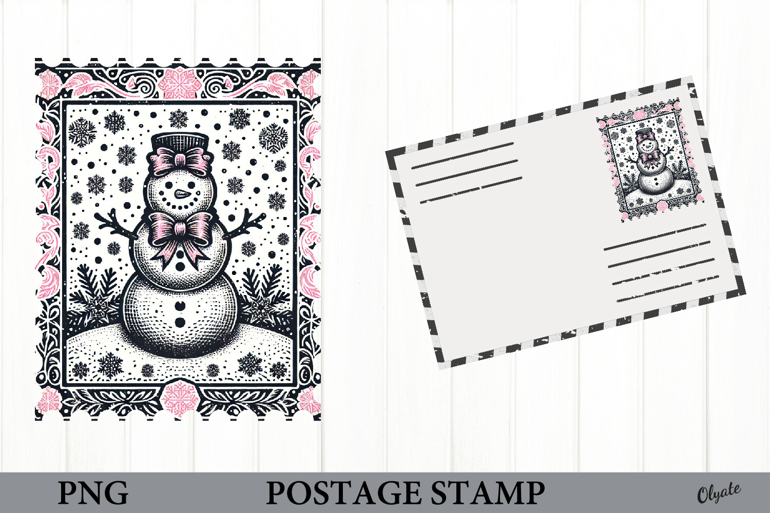Christmas postage stickers: Snowman Postage-Style PNG by olyate0108