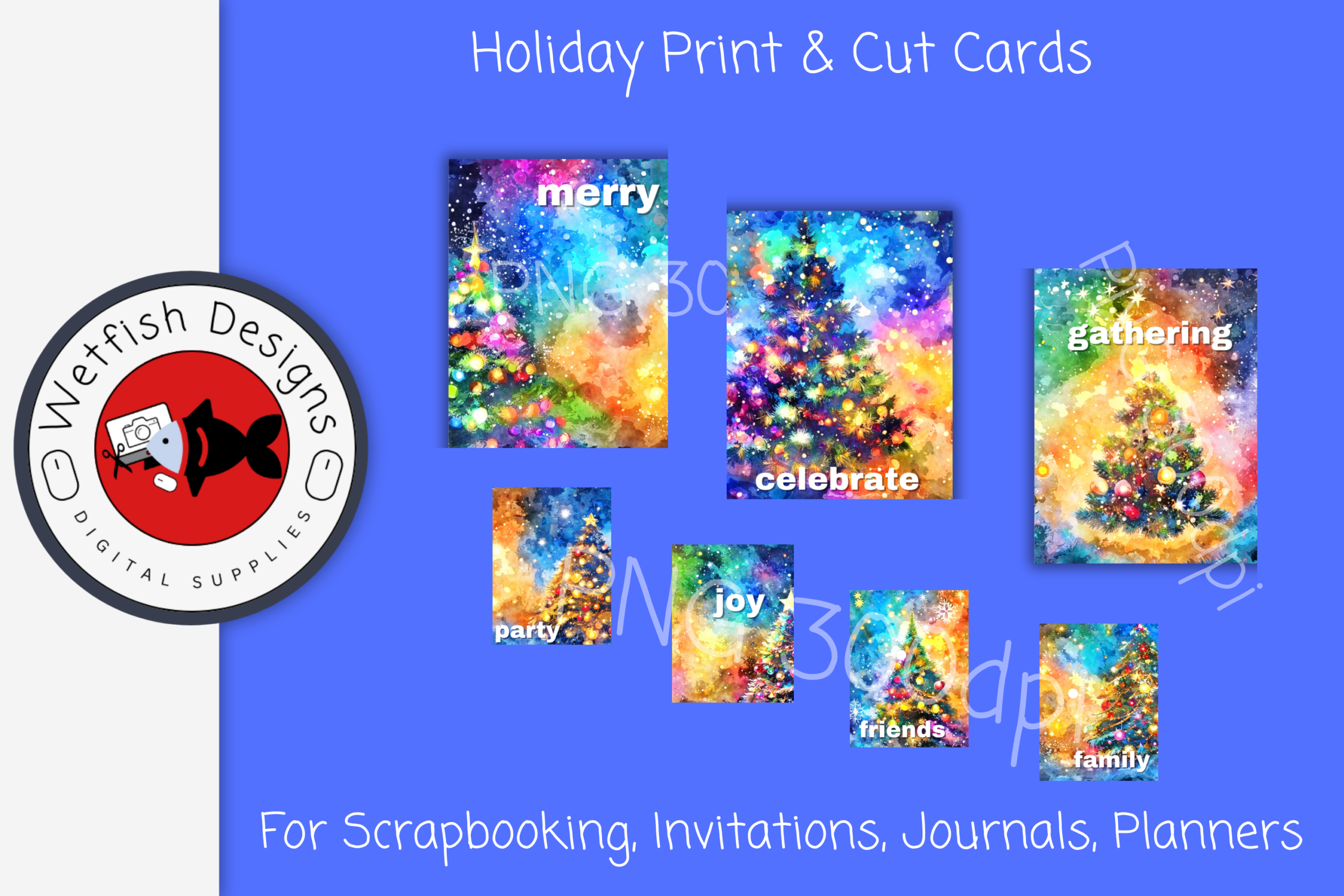 Christmas journal cards: Watercolor Winter Christmas Cards by Wetfish Designs