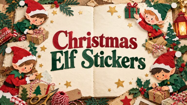 Christmas Elf Stickers — illustrated editorial cover