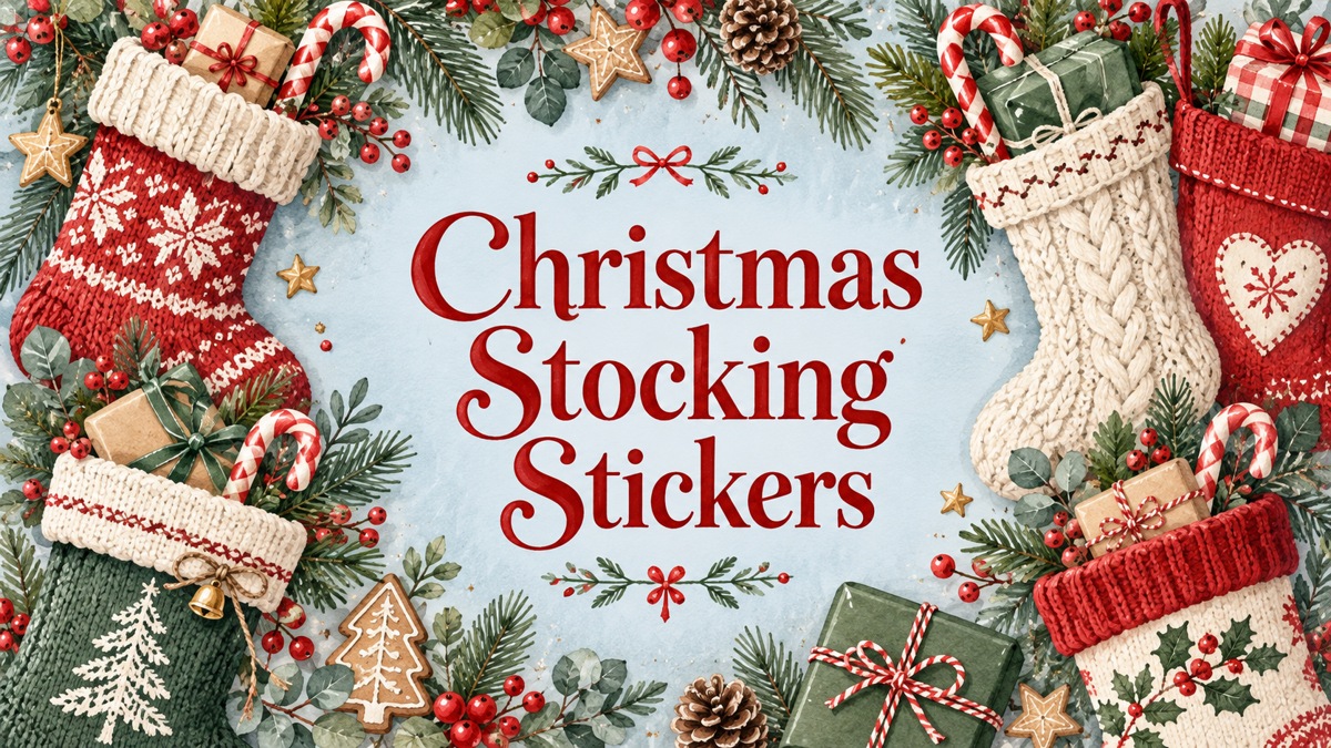 Christmas Stocking Stickers — illustrated editorial cover