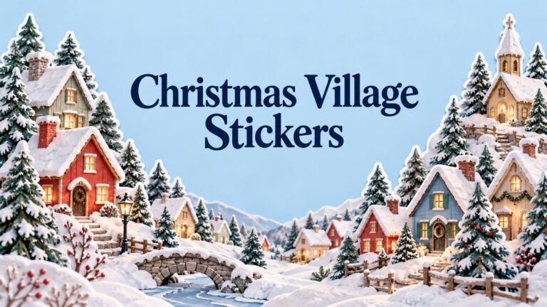 Christmas Village Stickers — illustrated editorial cover