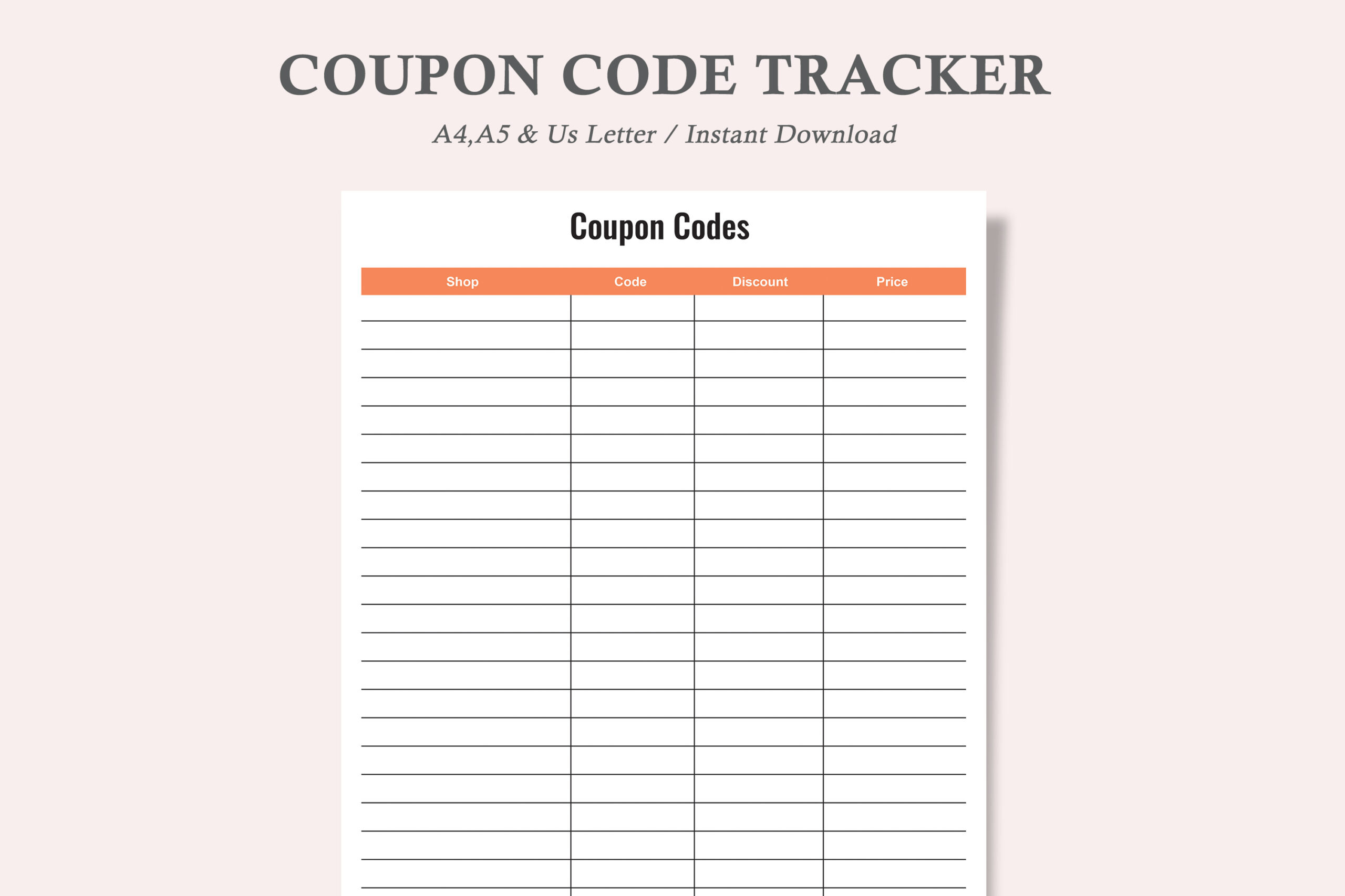 Black Friday Shopping Planner — Coupon Code and Discount Tracker