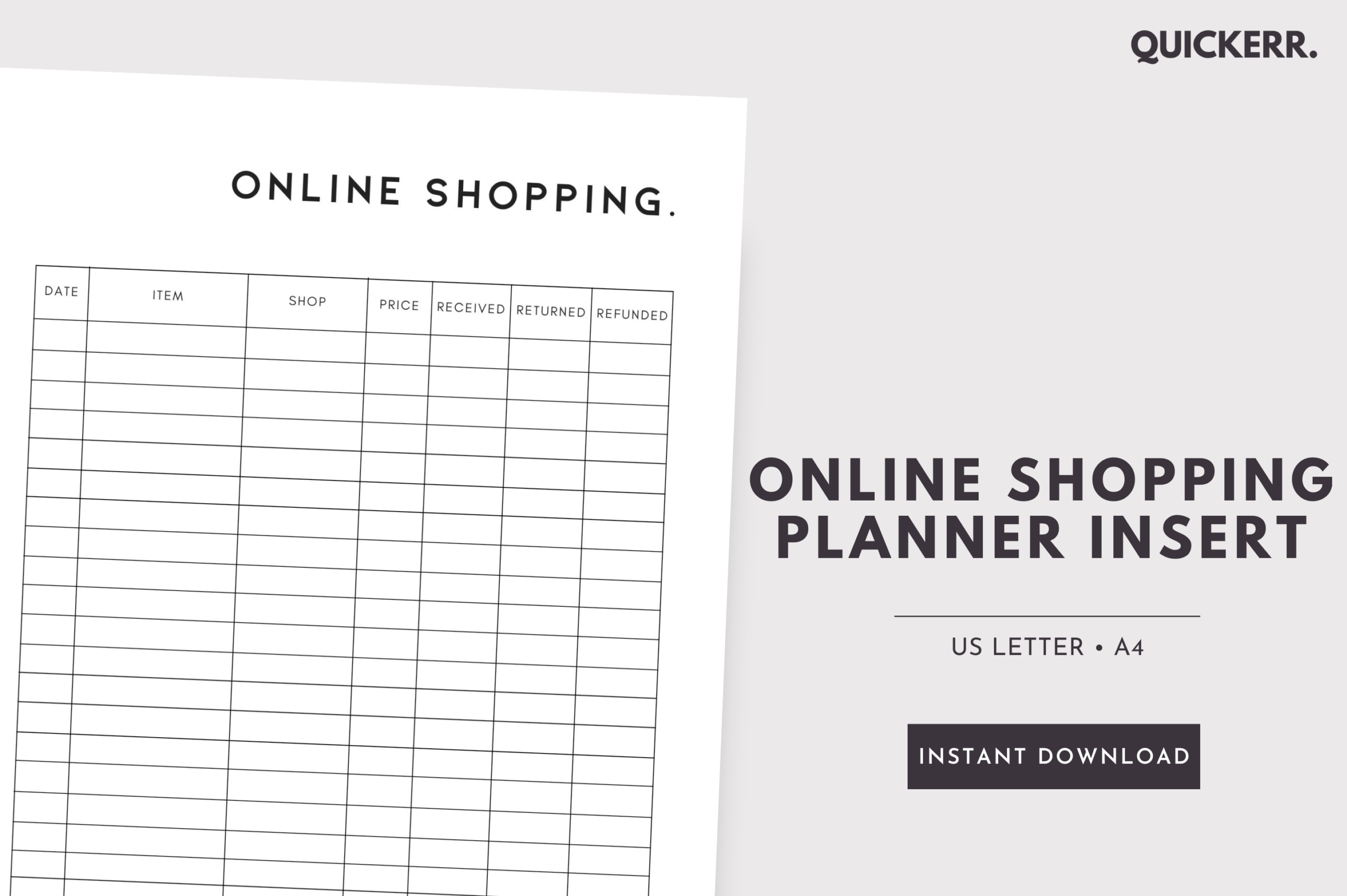 Black Friday Shopping Planner — Online Shopping Tracker for Orders and Returns
