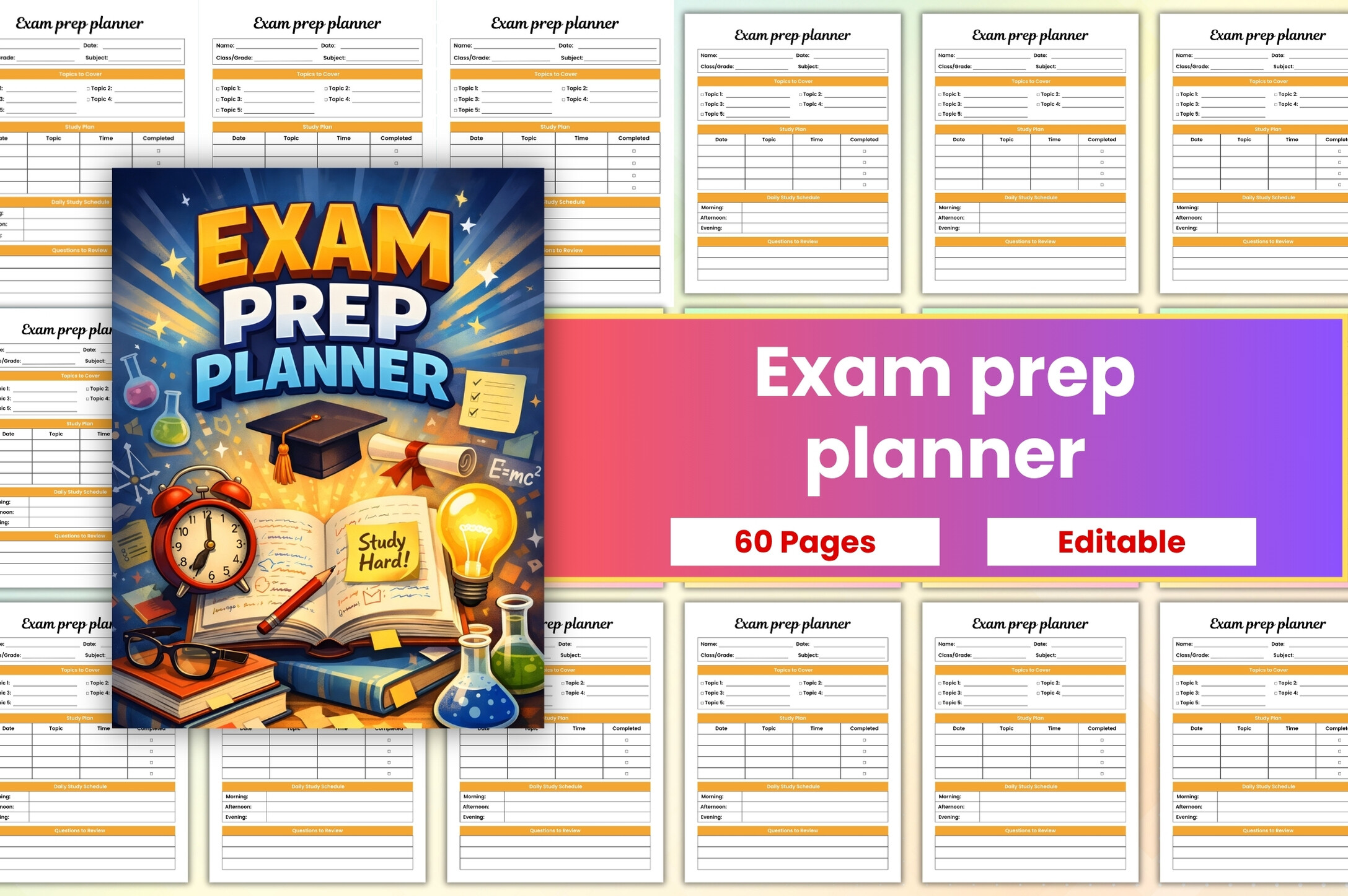 Exam Planner — Editable Exam Prep Planner
