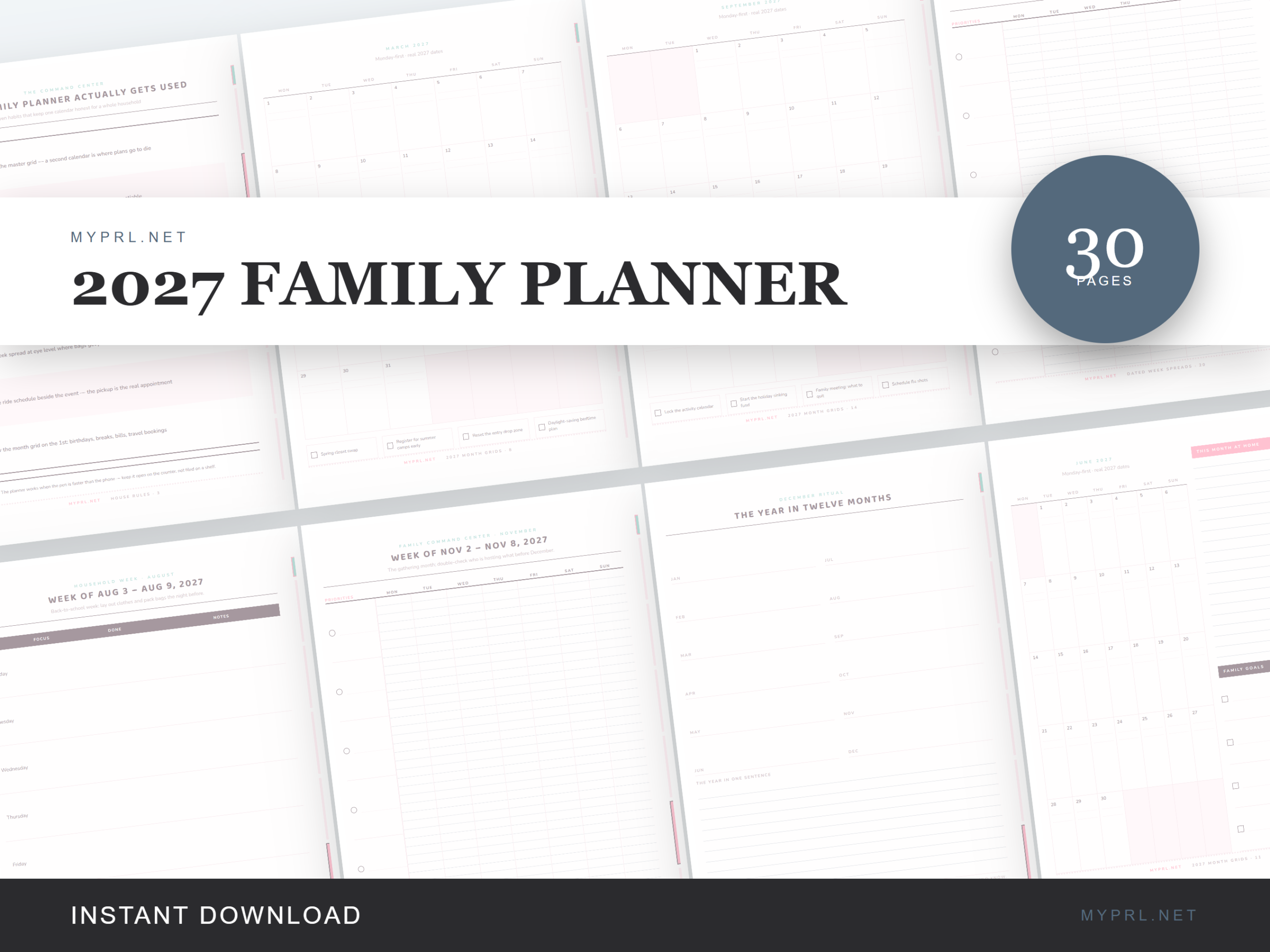 Family Planner — 2027 Family Planner with Hyperlinked PDF Navigation