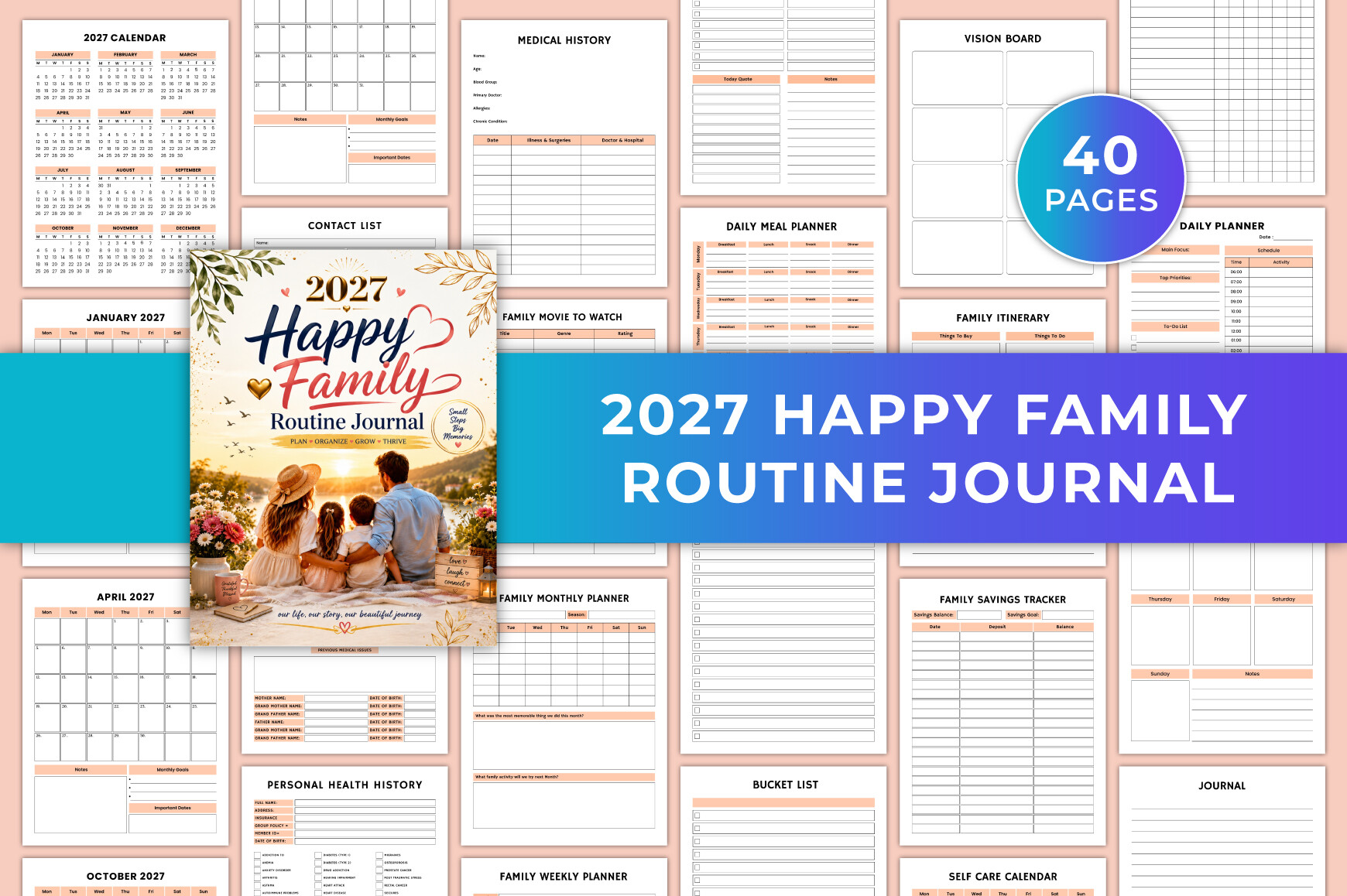 Family Planner — 2027 Happy Family Routine Journal