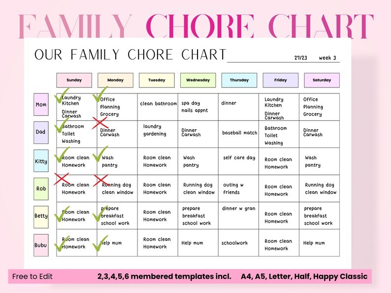 Family Planner — Editable Family Chore Chart