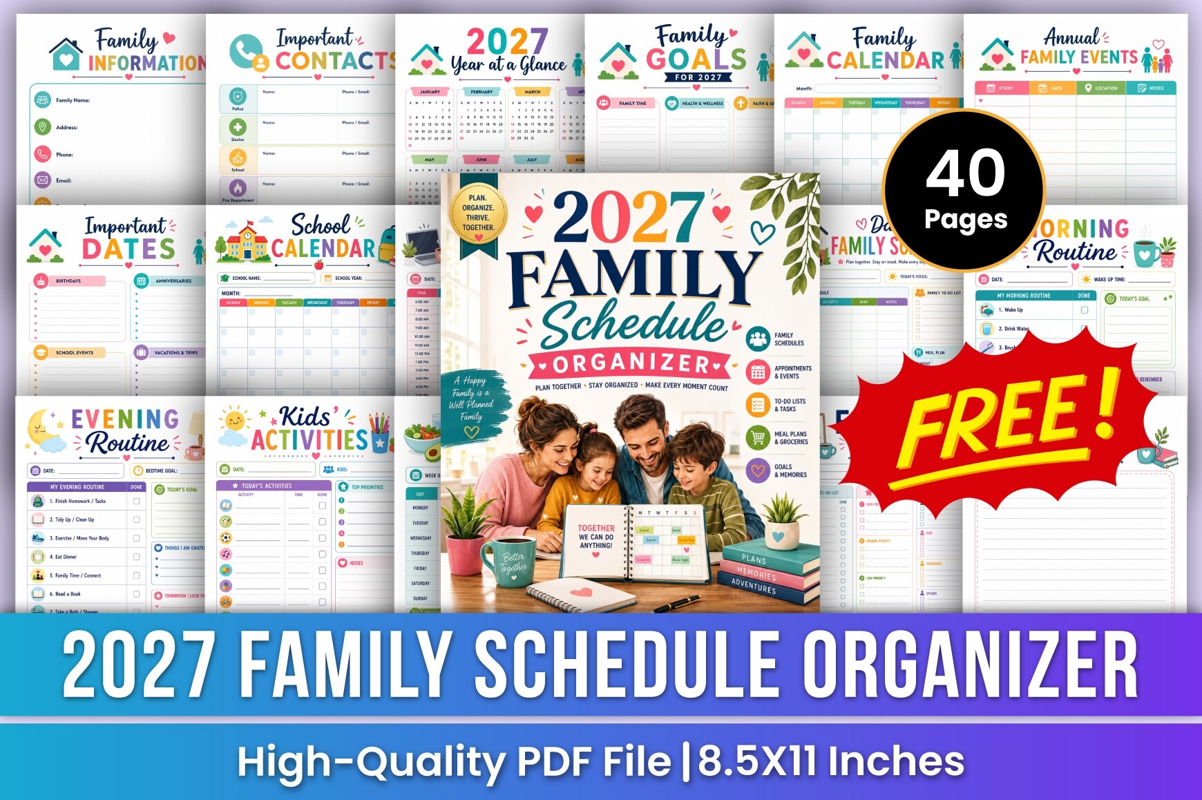 Family Planner — 2027 Family Schedule Organizer
