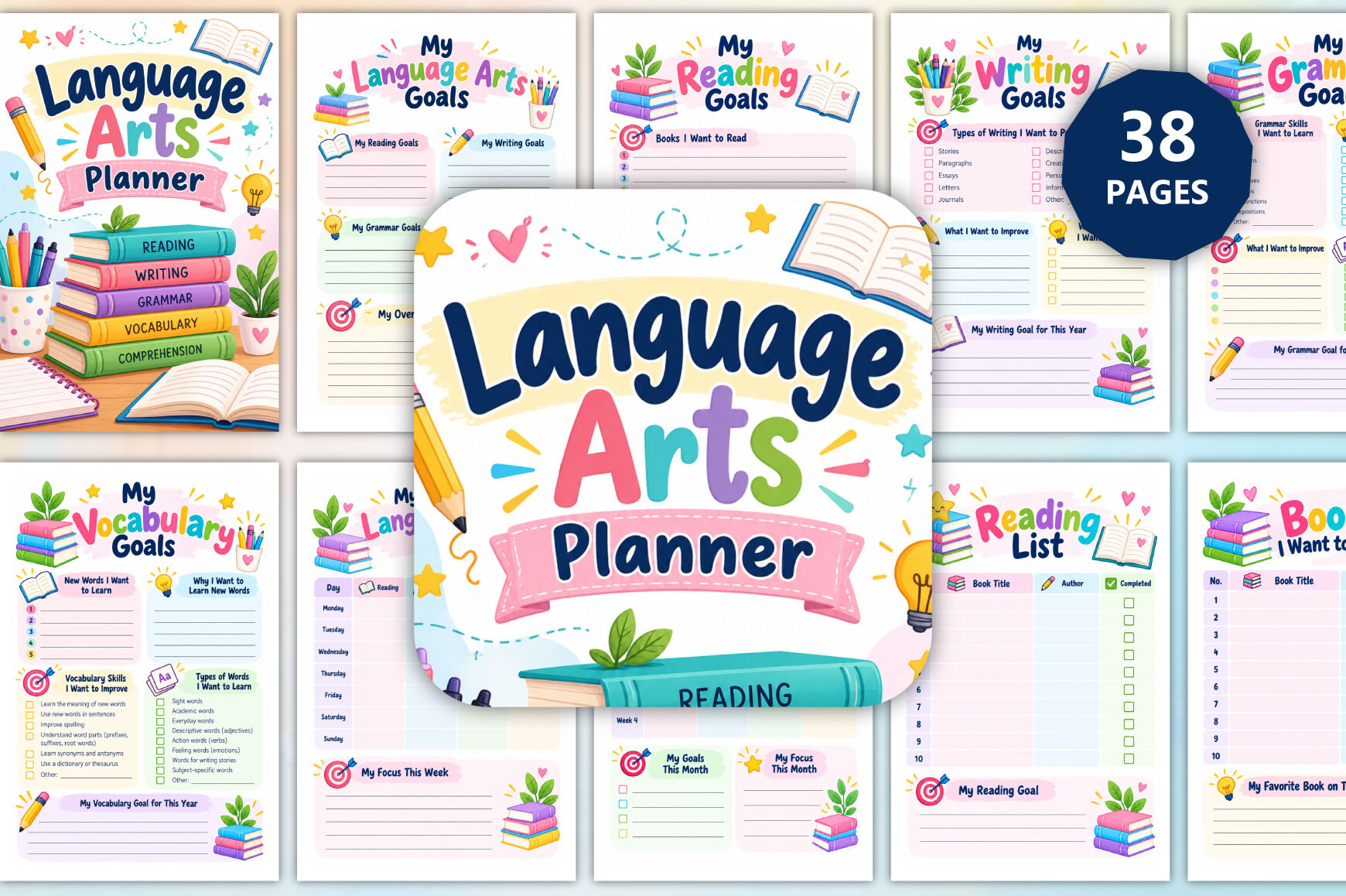 Language Learning Planner — Language Arts Planner for Children’s English Practice