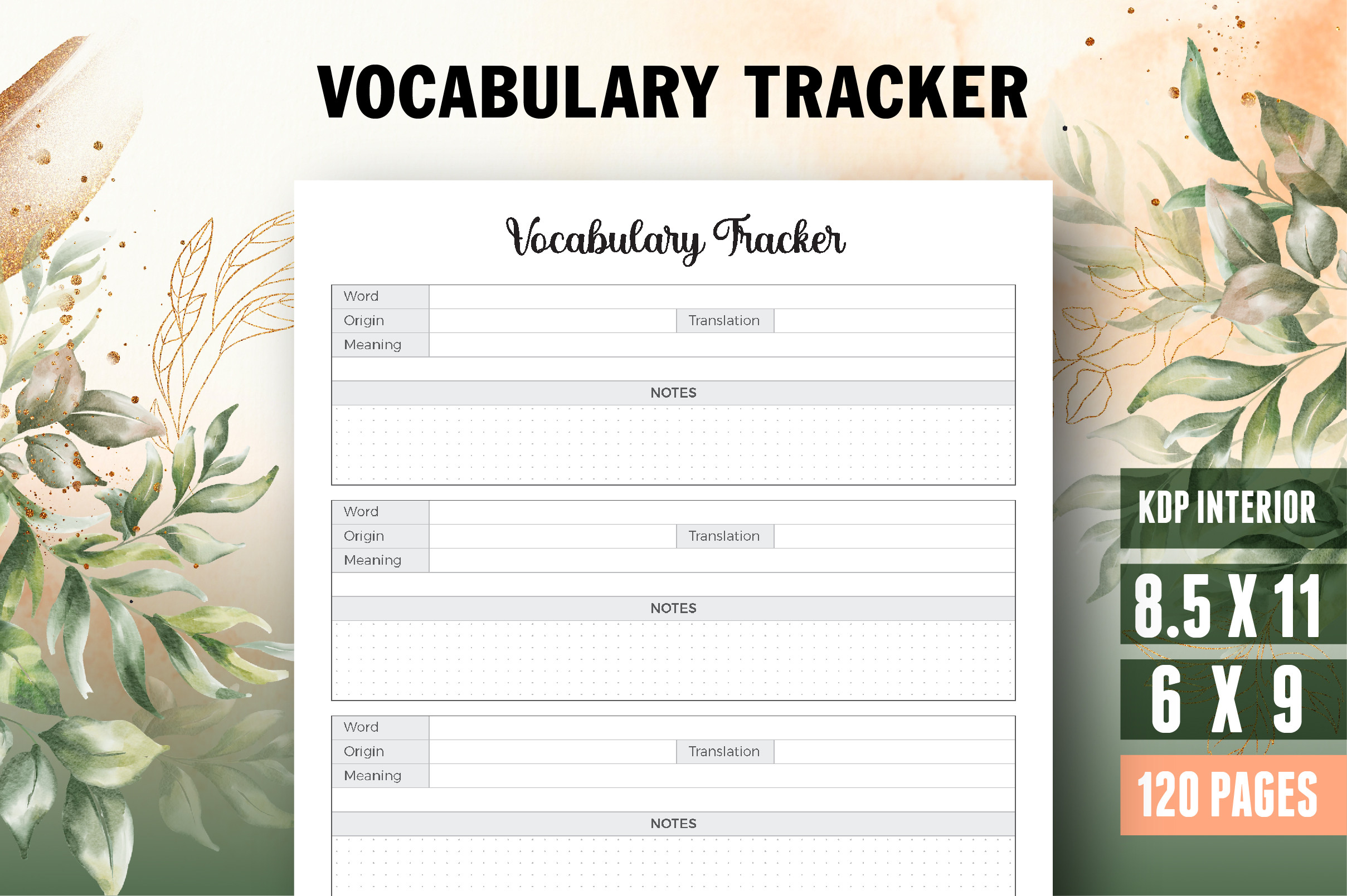 Language Learning Planner — Vocabulary Tracker Log and Study Planner