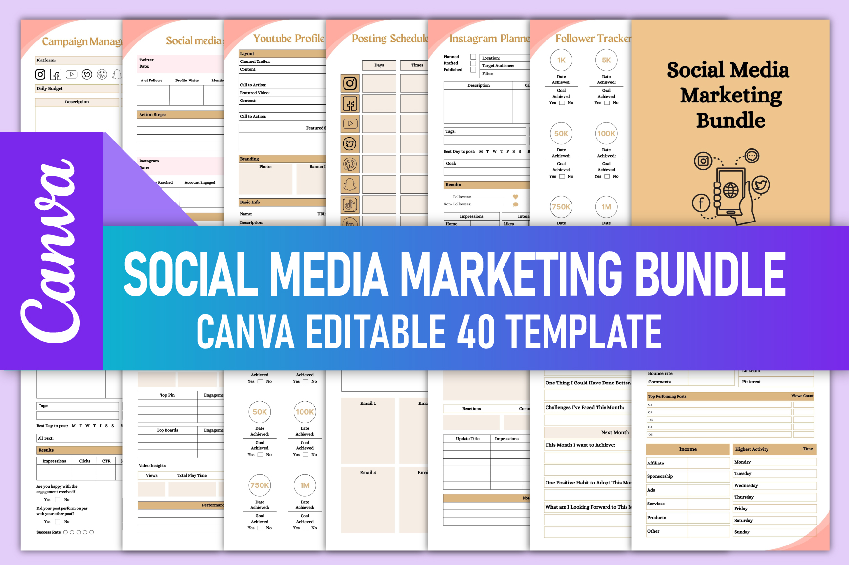 Pinterest Planner — Social Media Marketing Bundle with Pinterest Worksheets