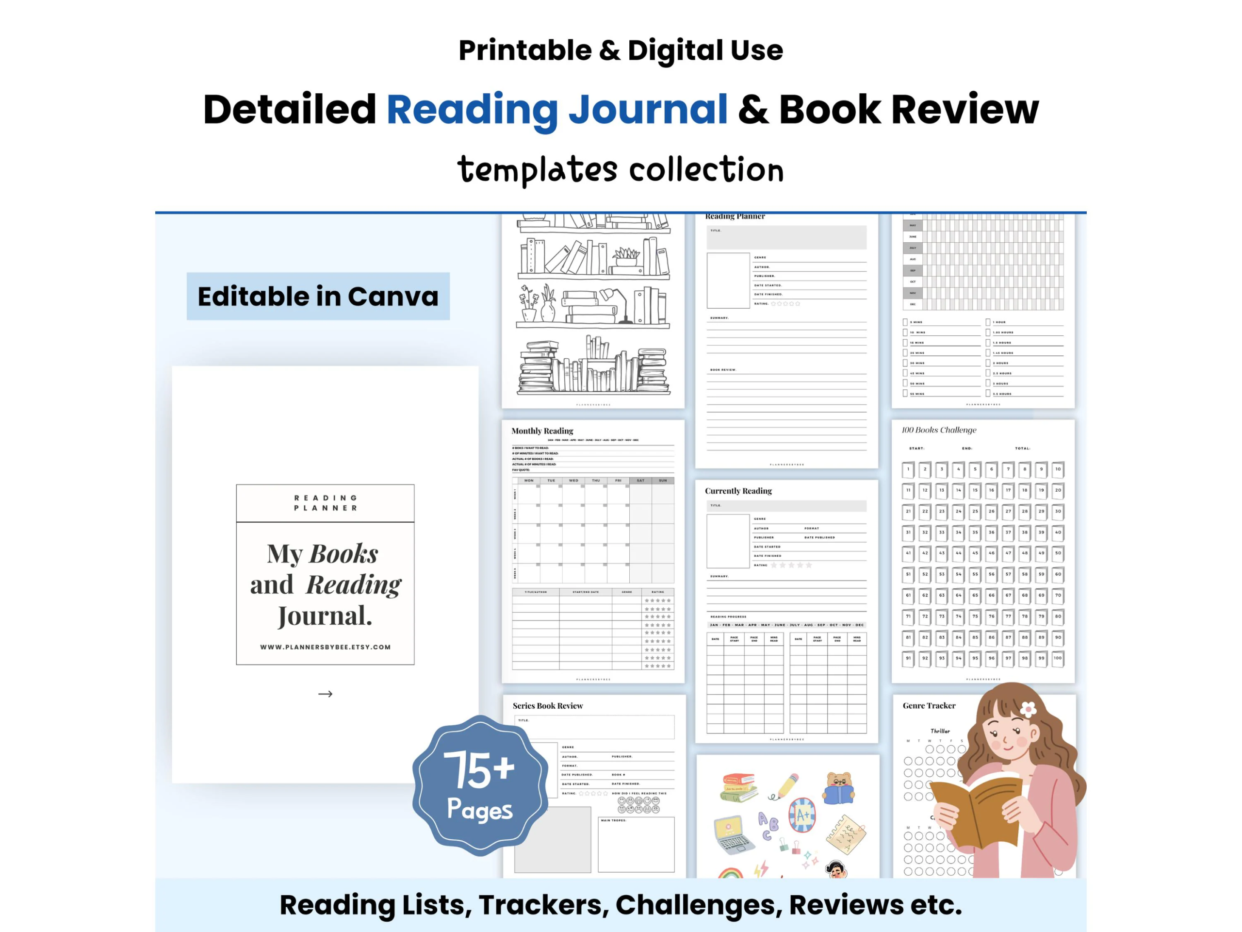 Reading Journal — Canva Reading Journal with Series and Genre Trackers