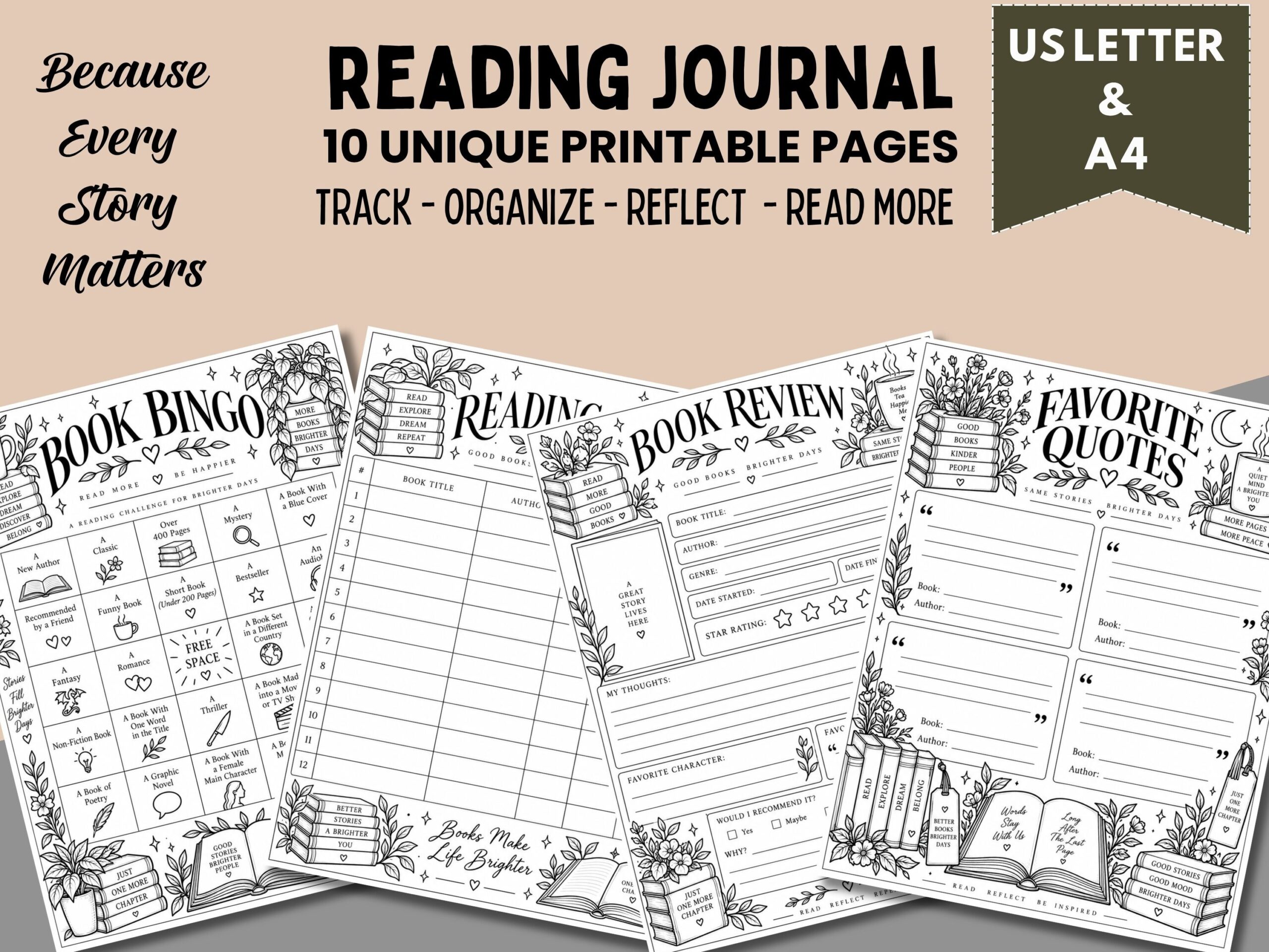 Reading Journal — Illustrated Reading Journal and Book Tracker