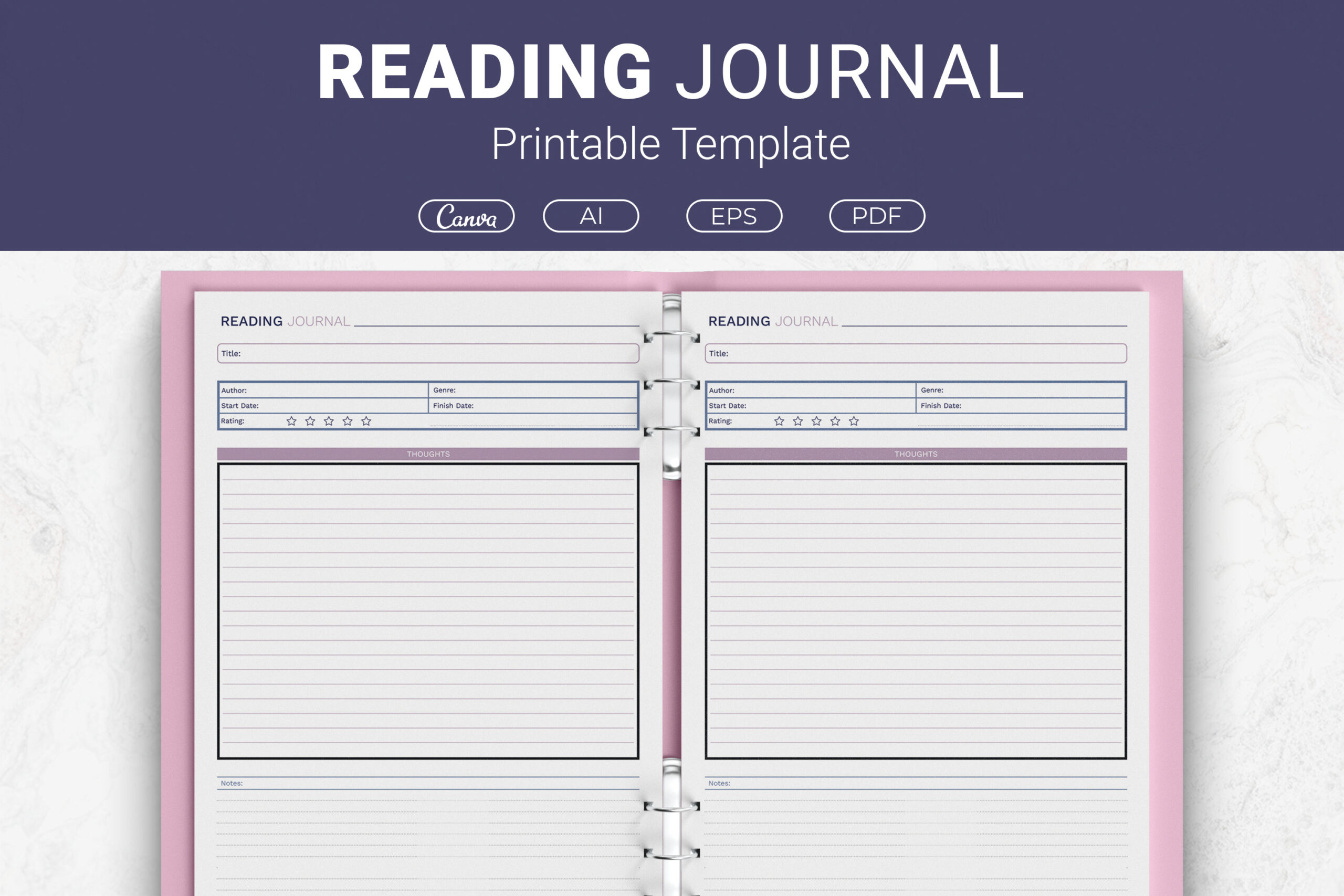 Reading Journal — Multi-Size Reading Review Template