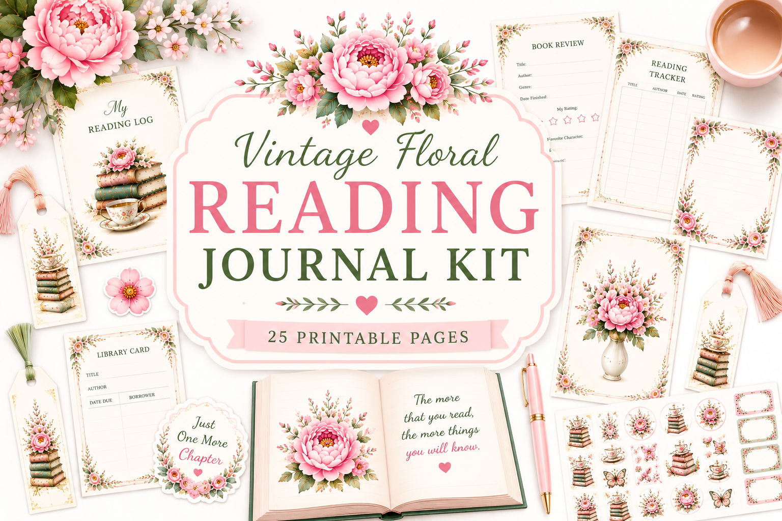 Reading Journal — Vintage Floral Reading Journal Kit