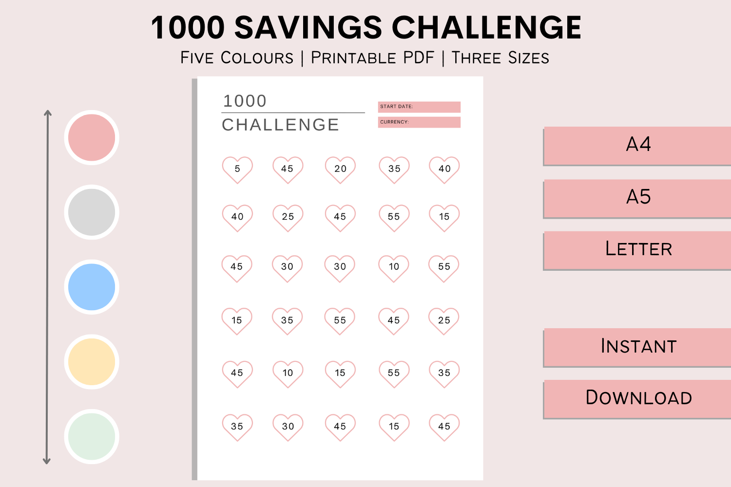 Savings Challenge Planner — 1,000-Target Savings Challenge