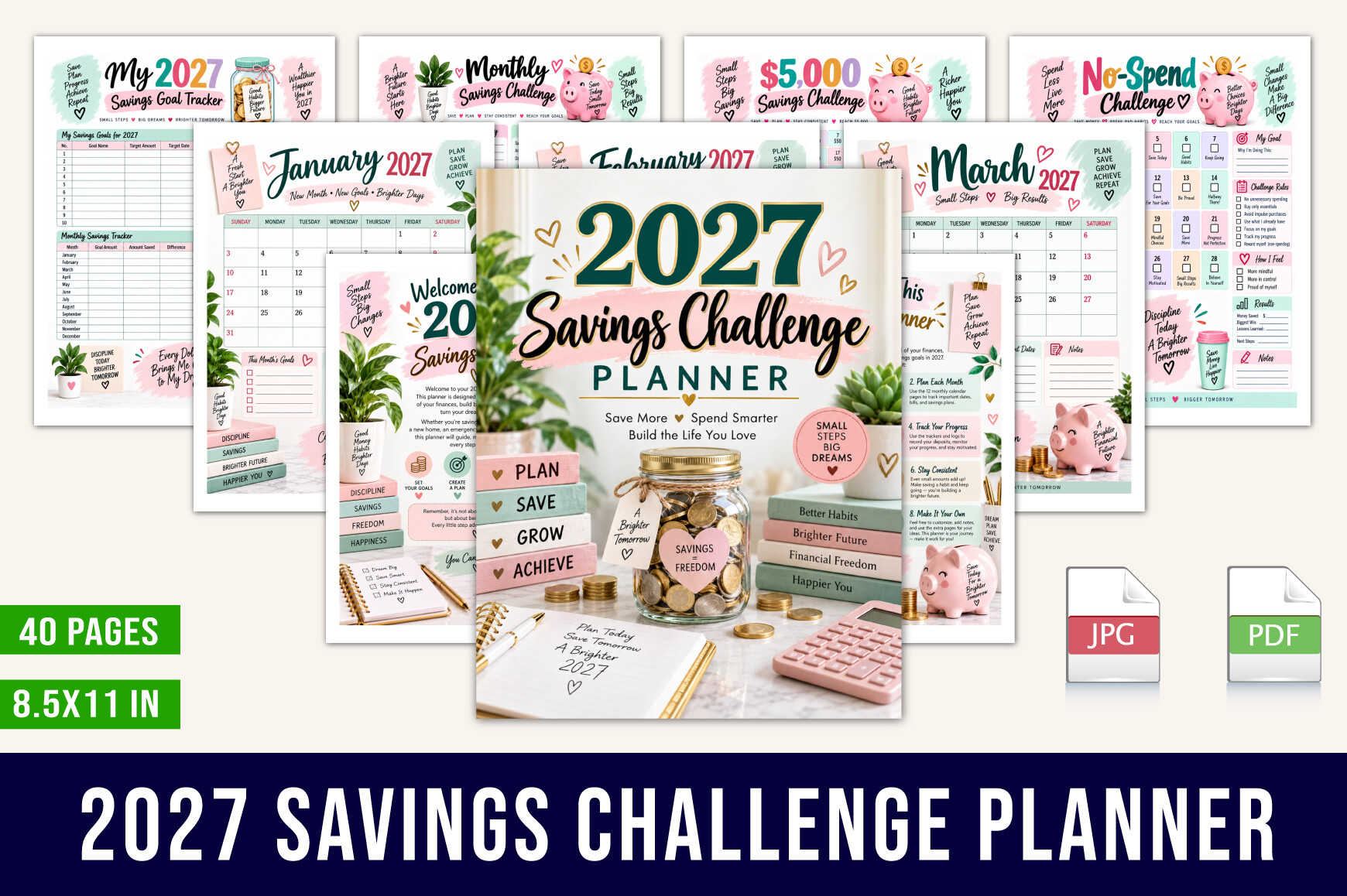 Savings Challenge Planner — 2027 Savings Challenge Planner by designmela01