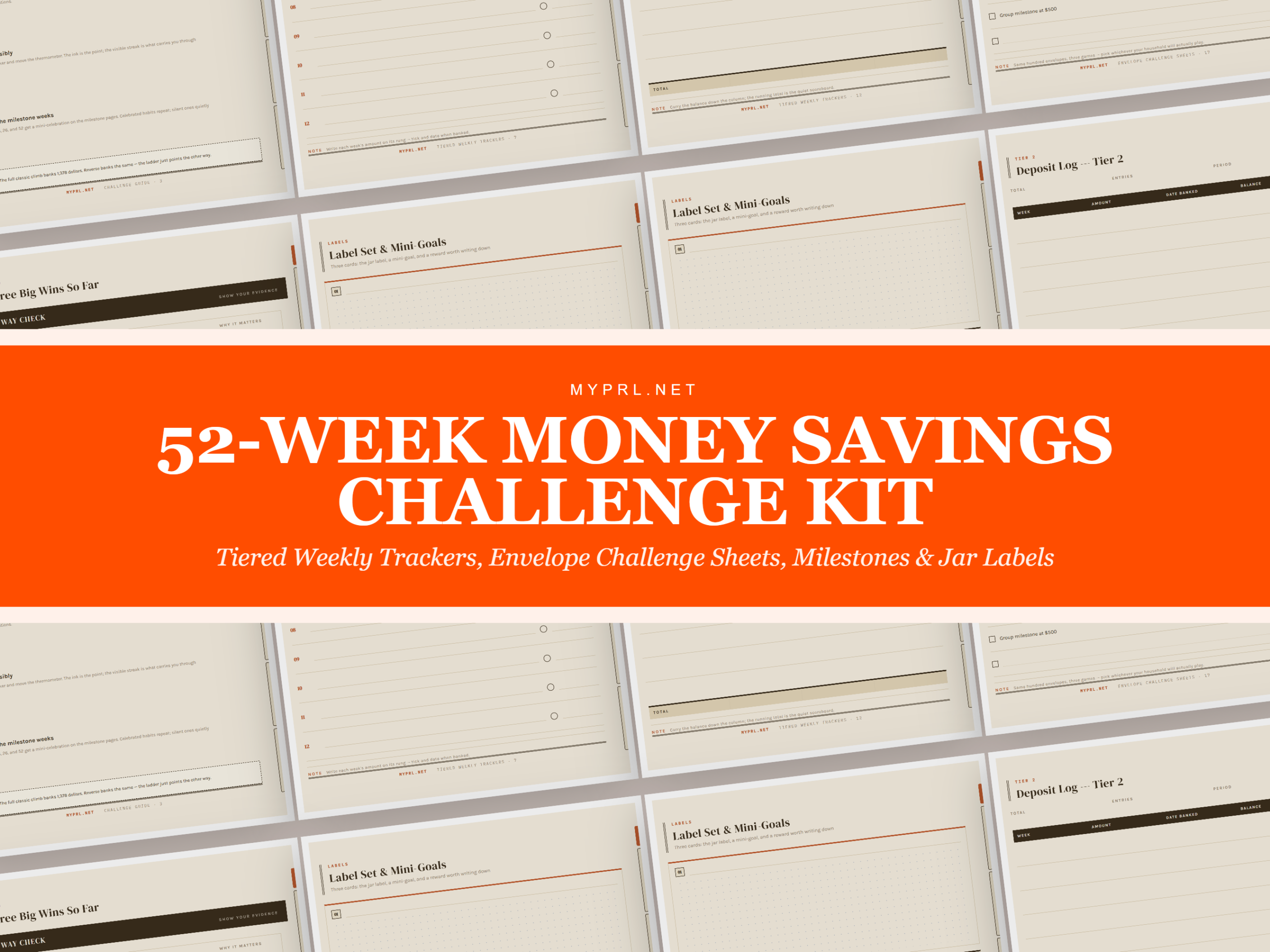 Savings Challenge Planner — Hyperlinked 52-Week Savings Challenge Kit