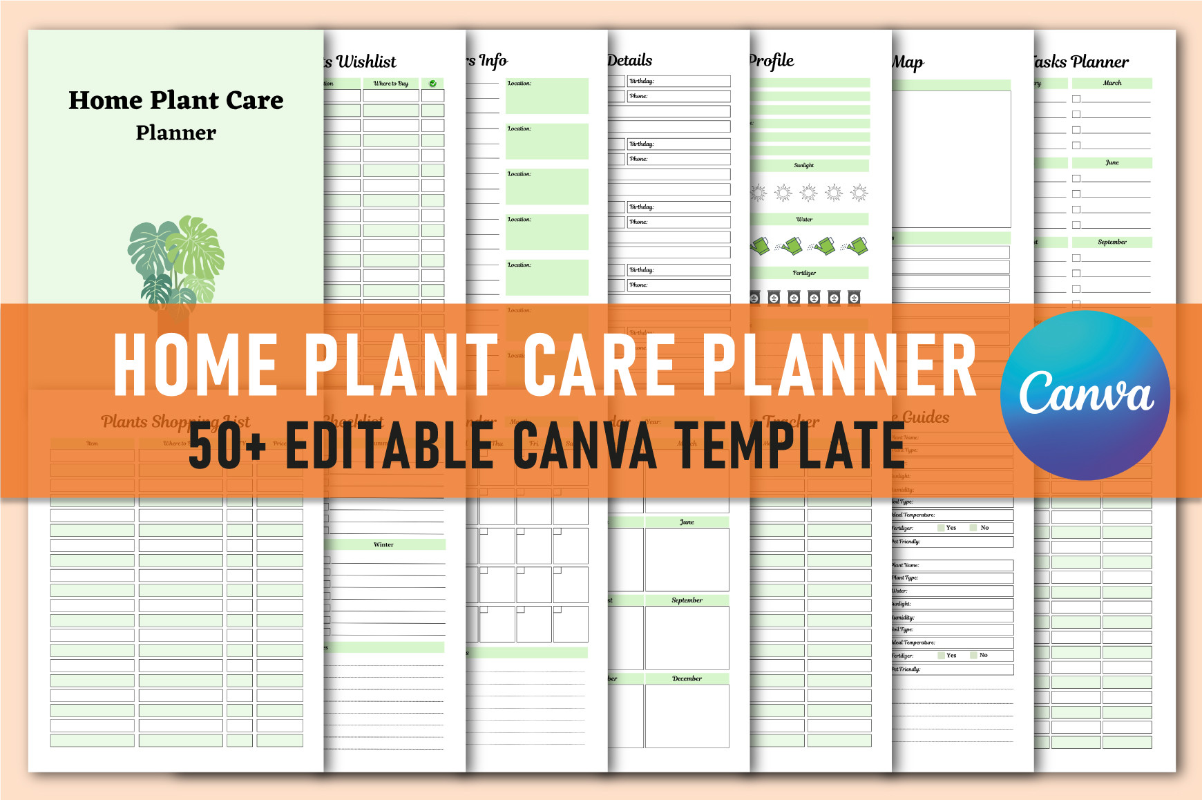 Plant Care Journal: A 52-Page Canva System with Profiles and Plant Tasks original product preview